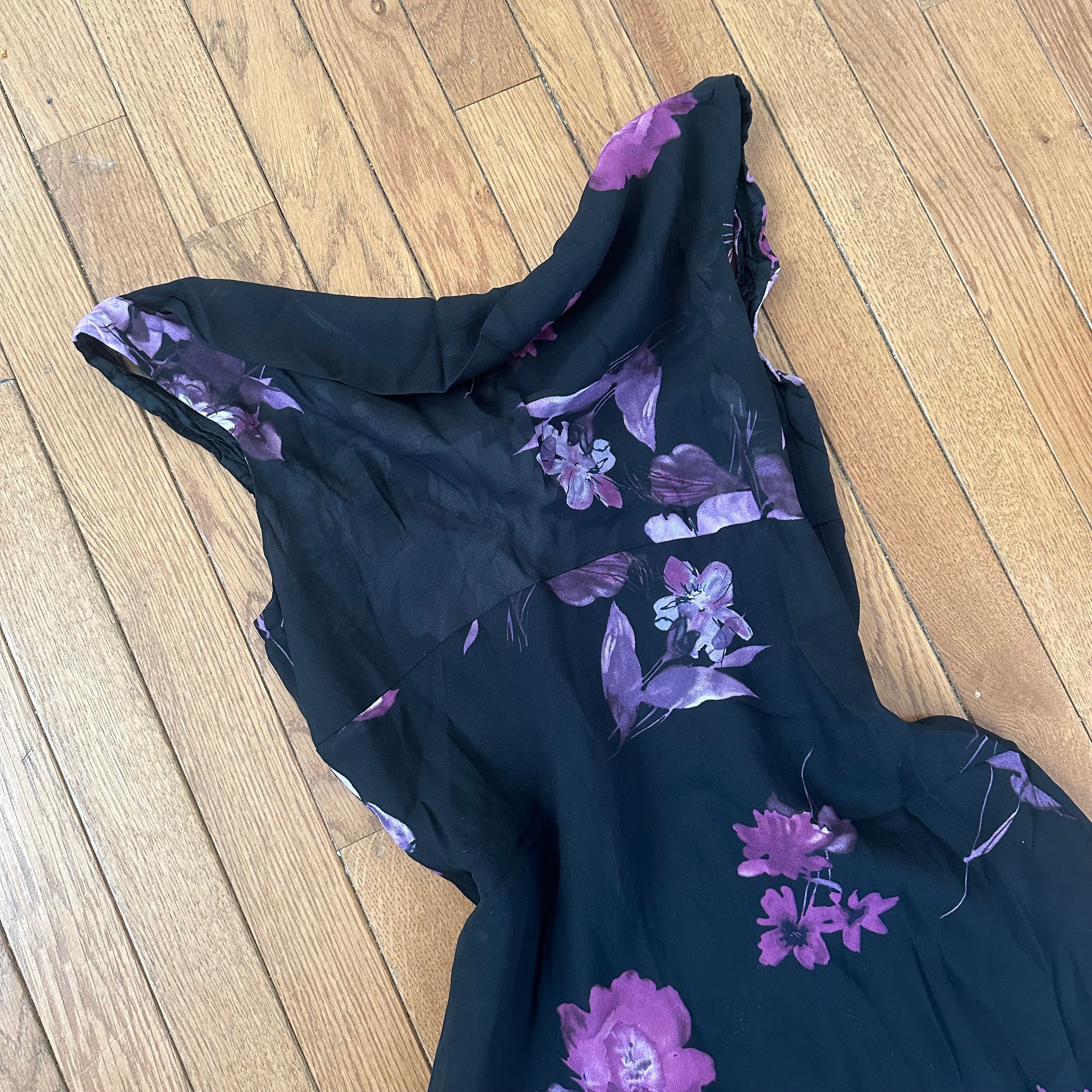 Vintage 2000s Midnight Purple Floral midi Dress