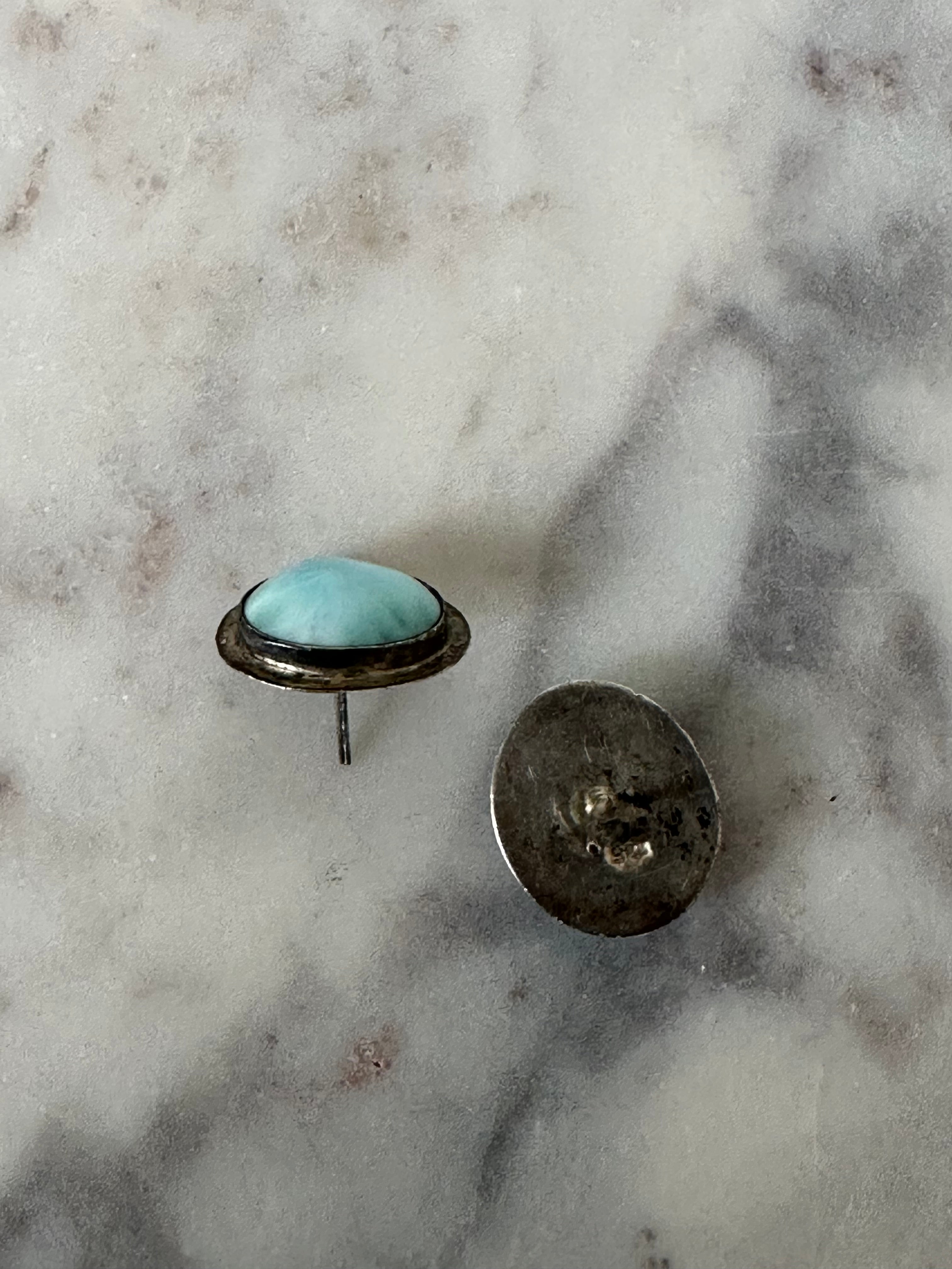 Vintage Sterling Larimar Oval Studs