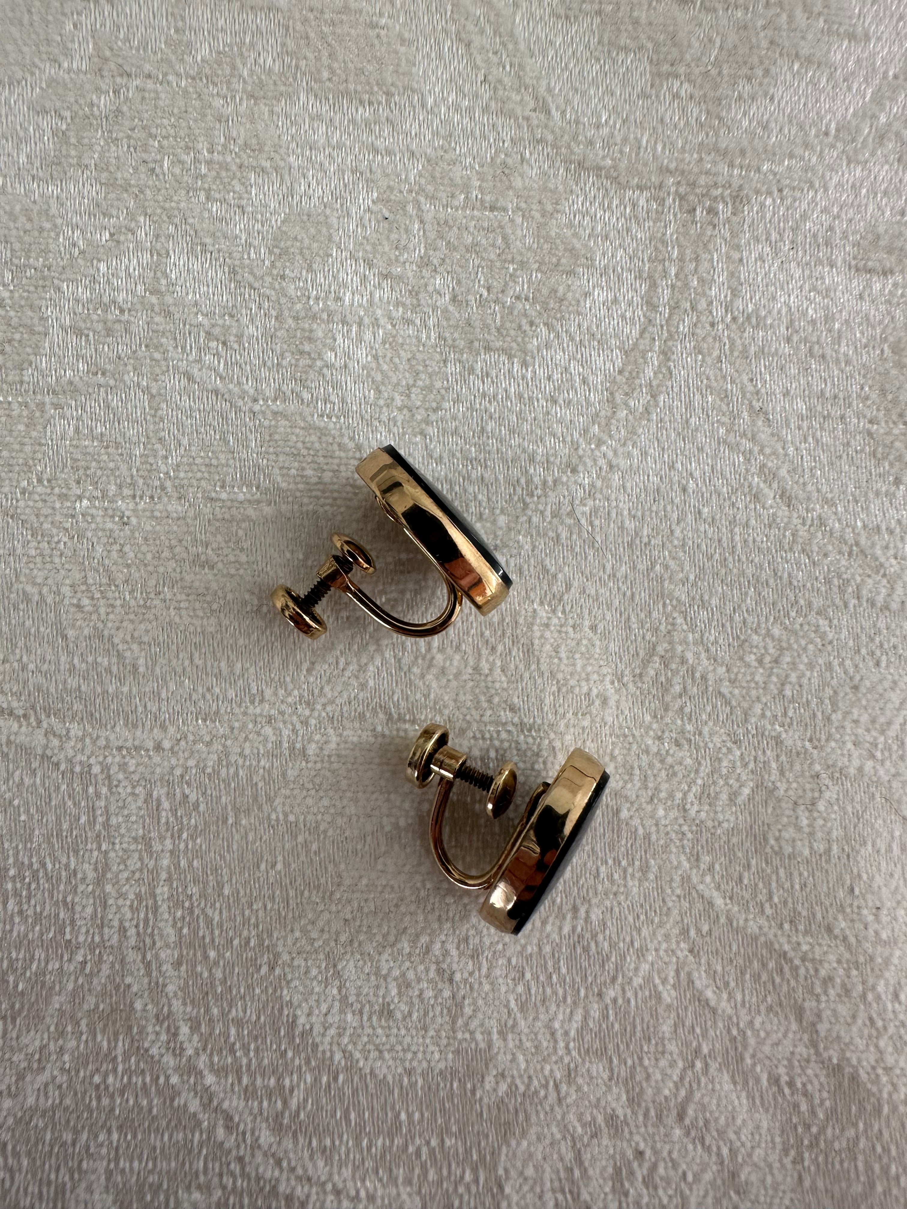 Vintage Gold Filled Black Onyx Button Studs