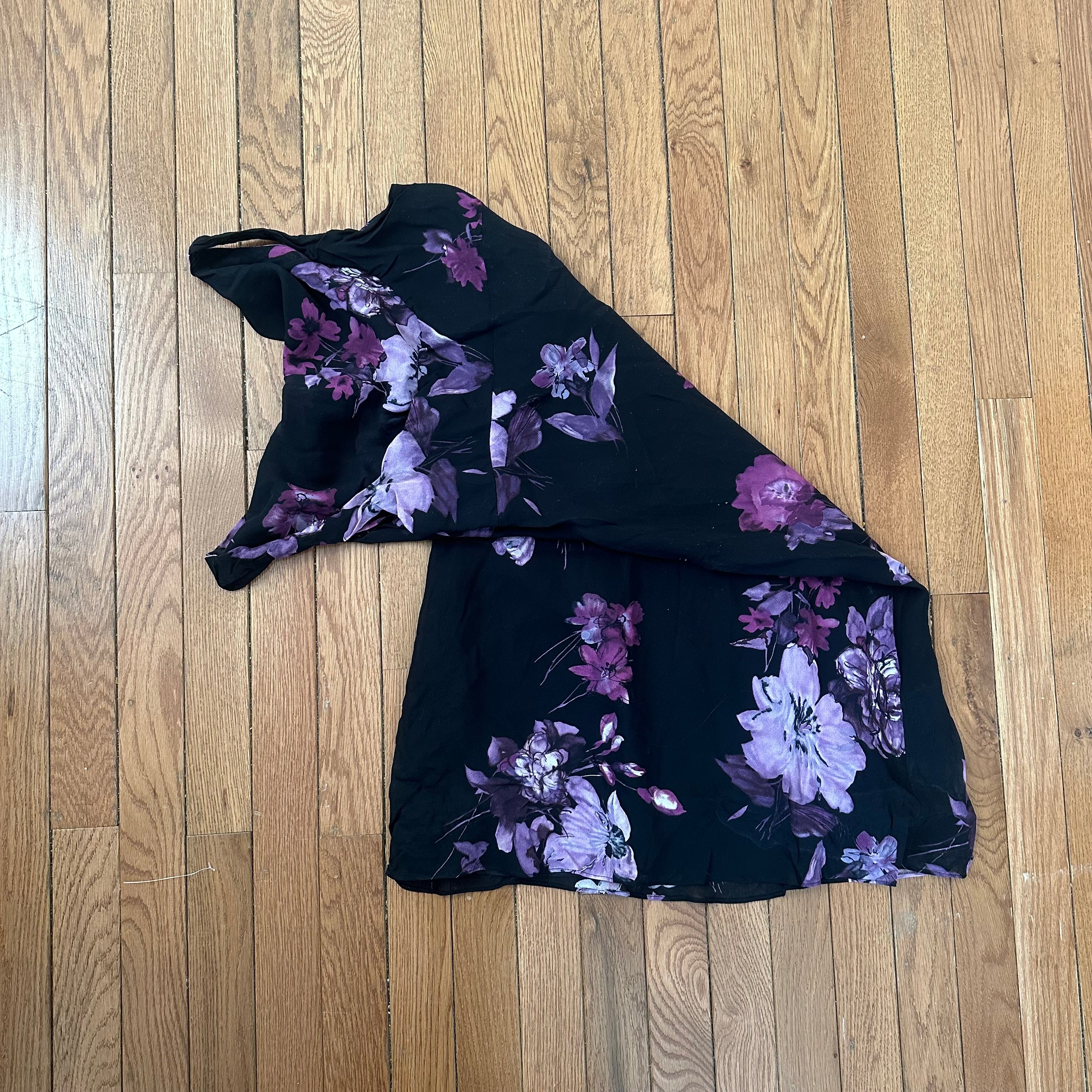 Vintage 2000s Midnight Purple Floral midi Dress