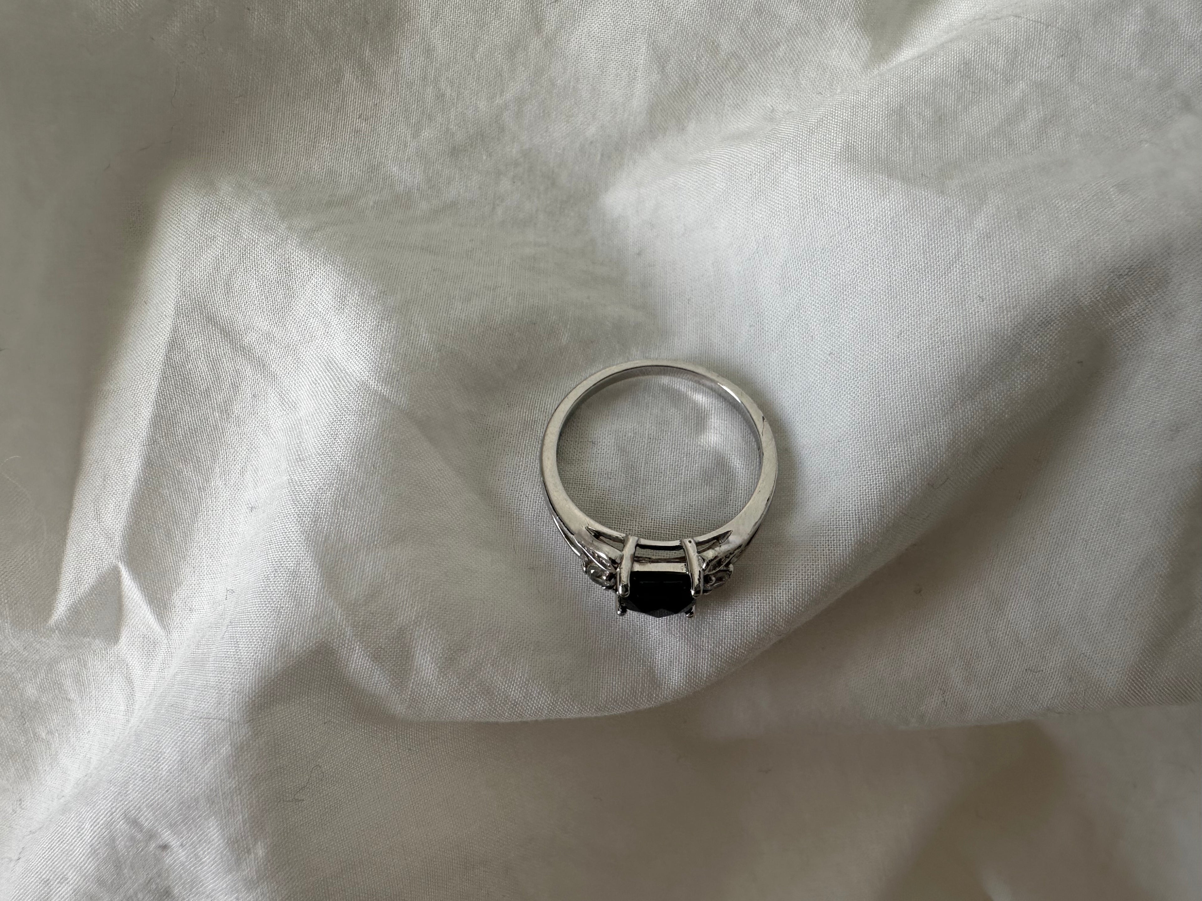 Vintage Sterling Emerald Cut Black Onyx Ring