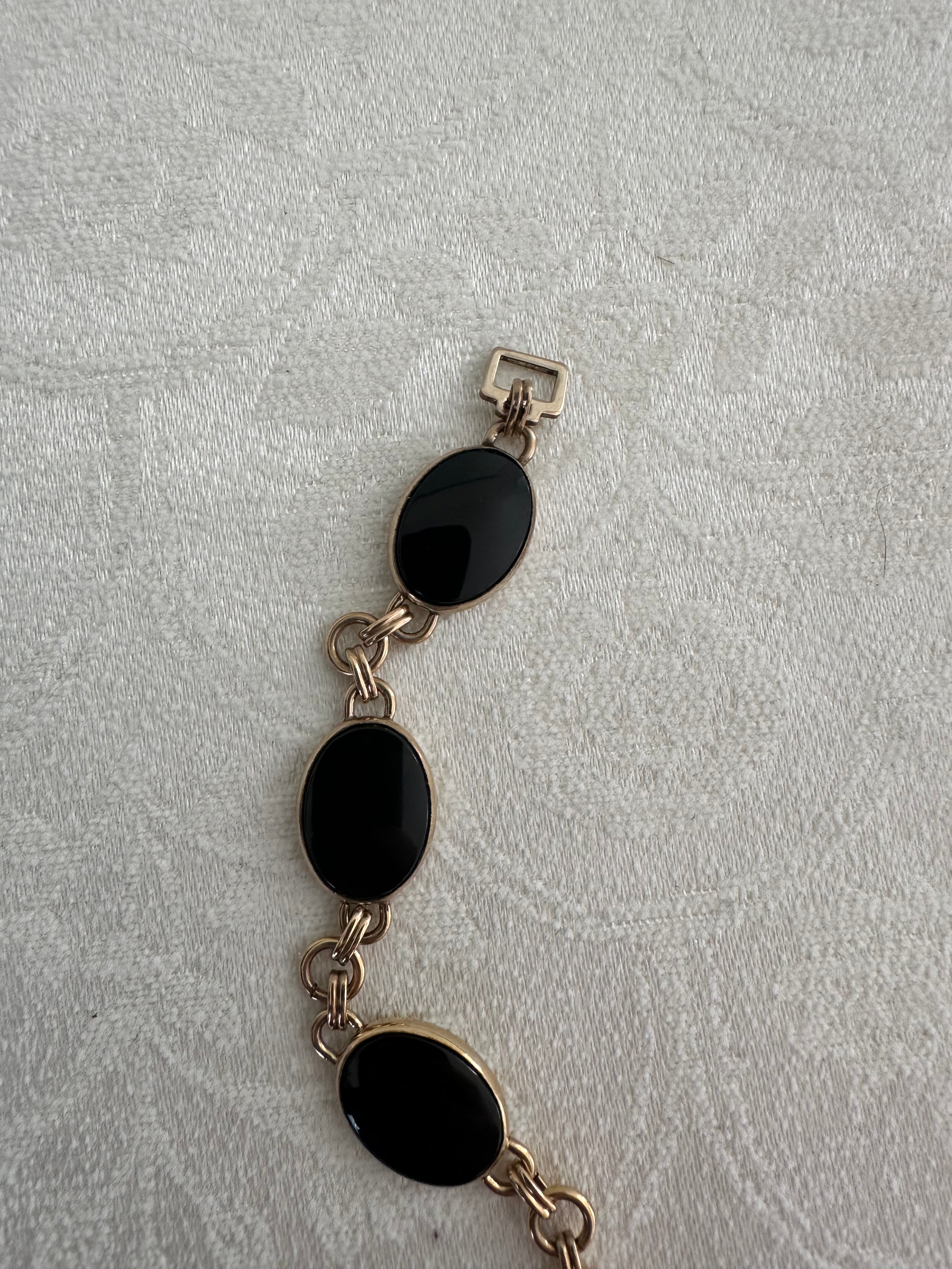 Vintage Gold Filled Noir Station Link Bracelet