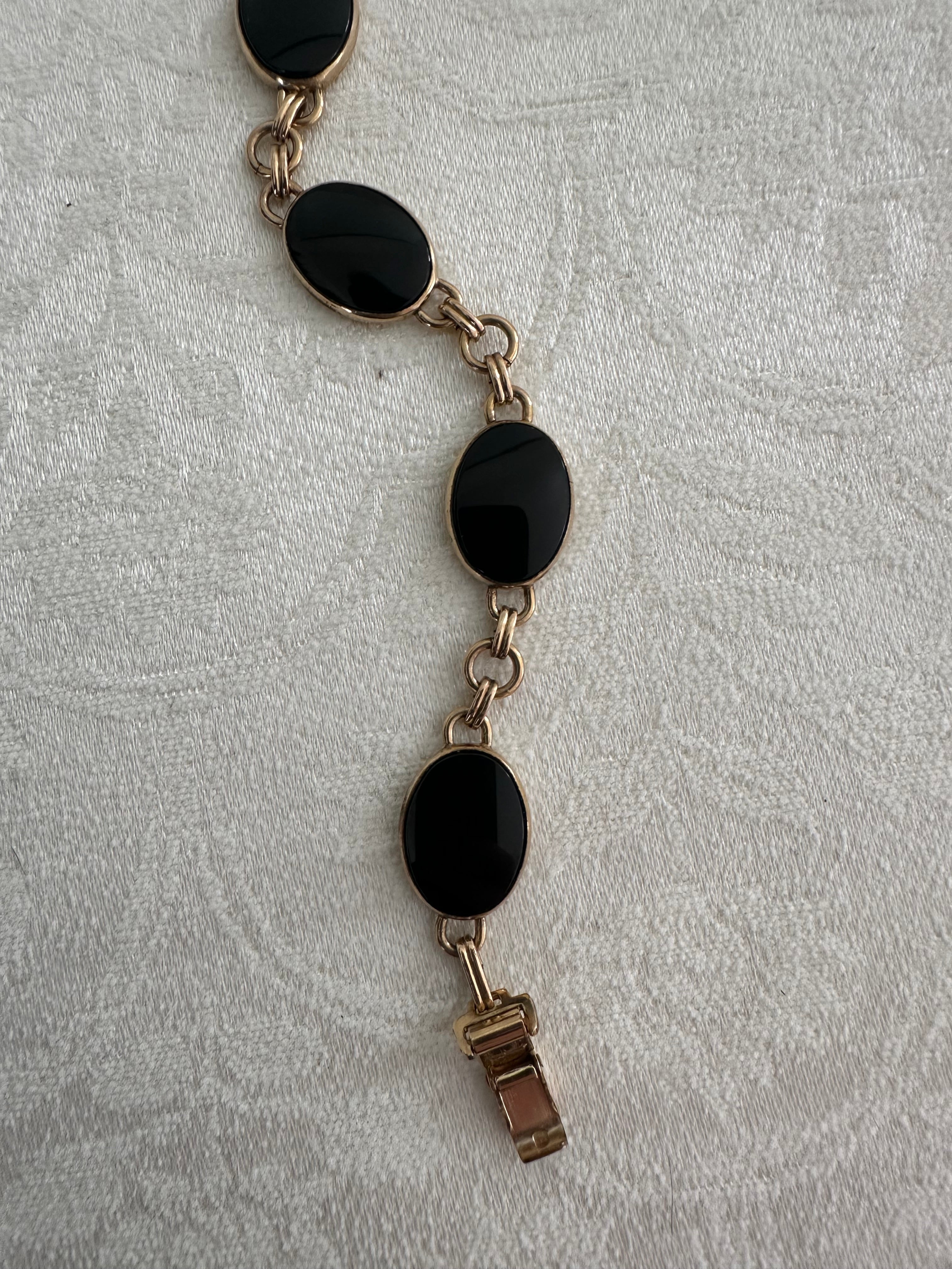Vintage Gold Filled Noir Station Link Bracelet