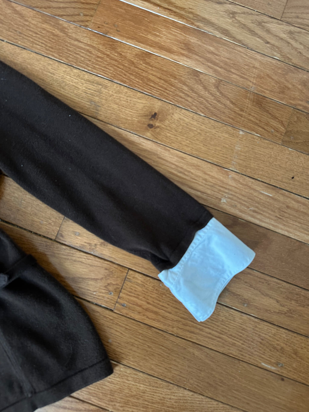 Dark Brown V-Neck Sweater with Attached White Collar & Cuffs