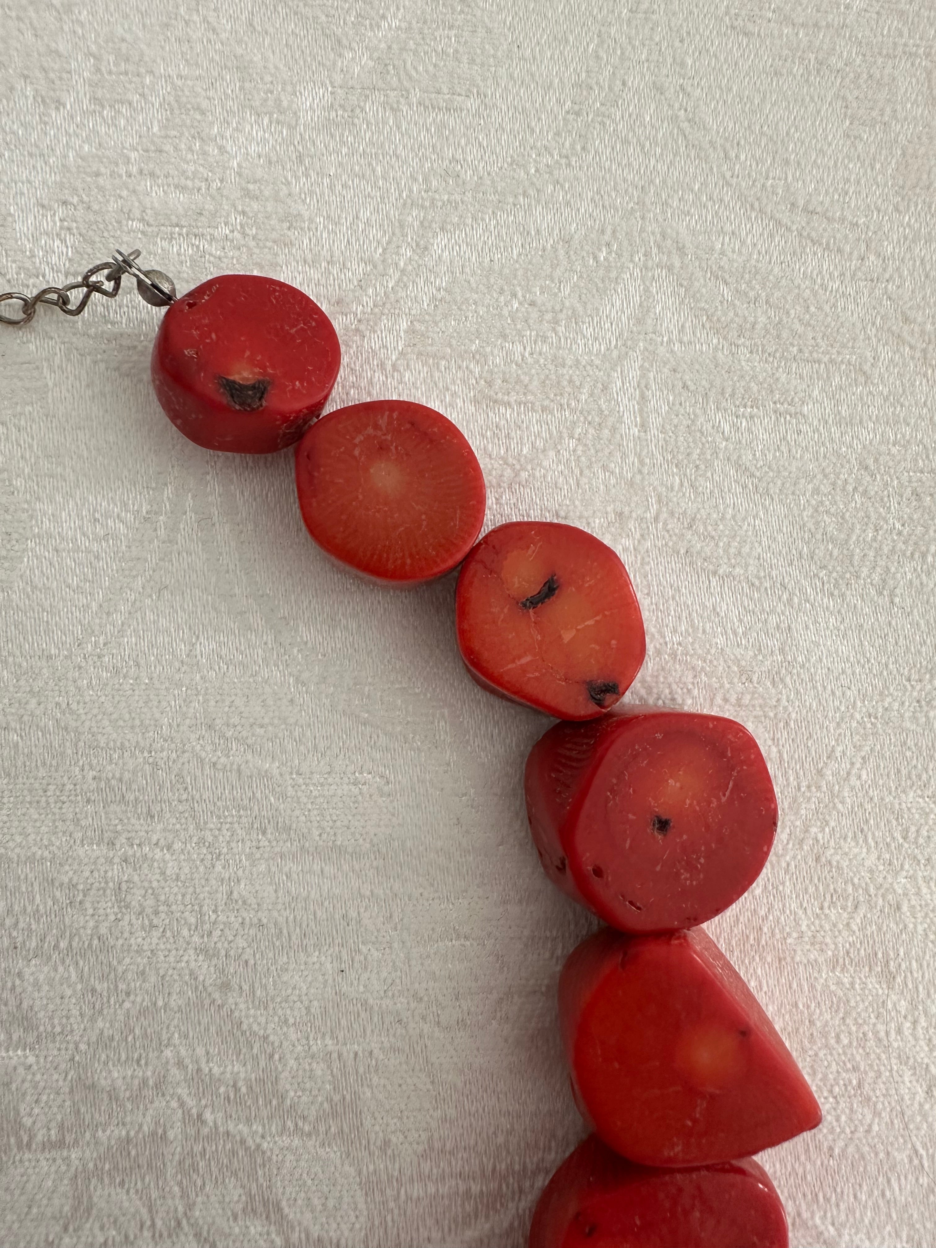 Vintage Bamboo Coral Drum Toggle Necklace