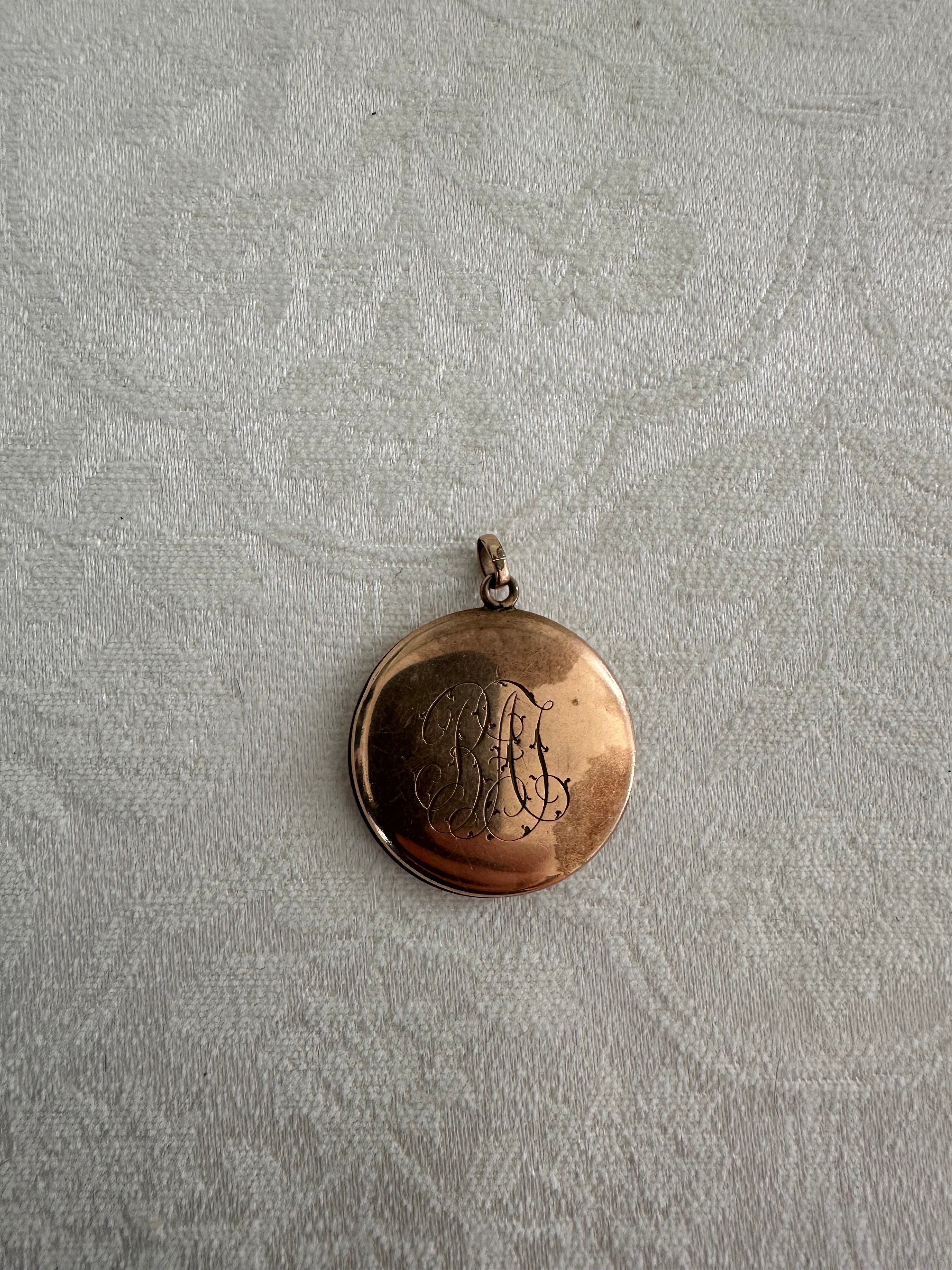Antique Etched floral & Monogram Locket