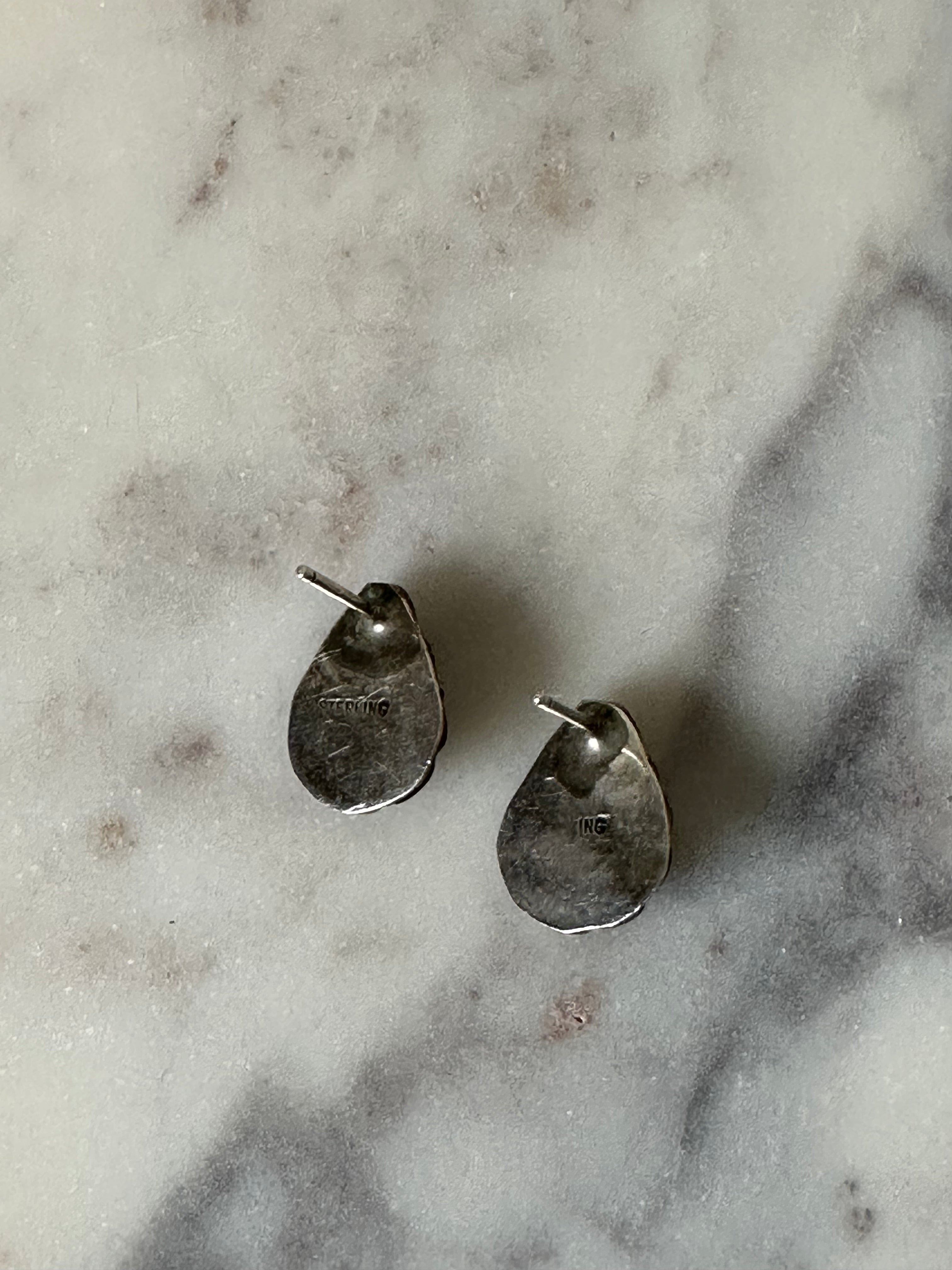 Vintage Sterling Black Onyx Teardrop Studs