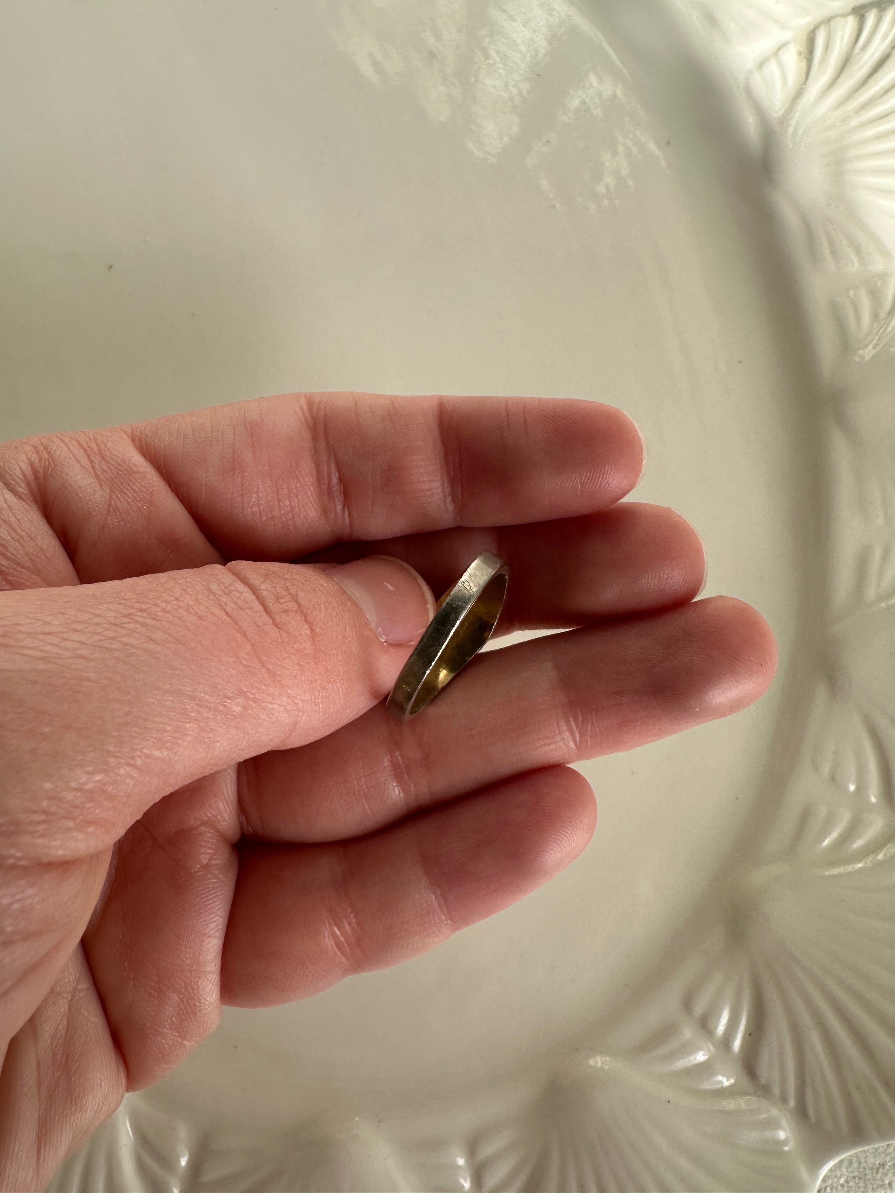 Antique Gold-Tone Solitaire Ring with Crown-Set Clear Crystal