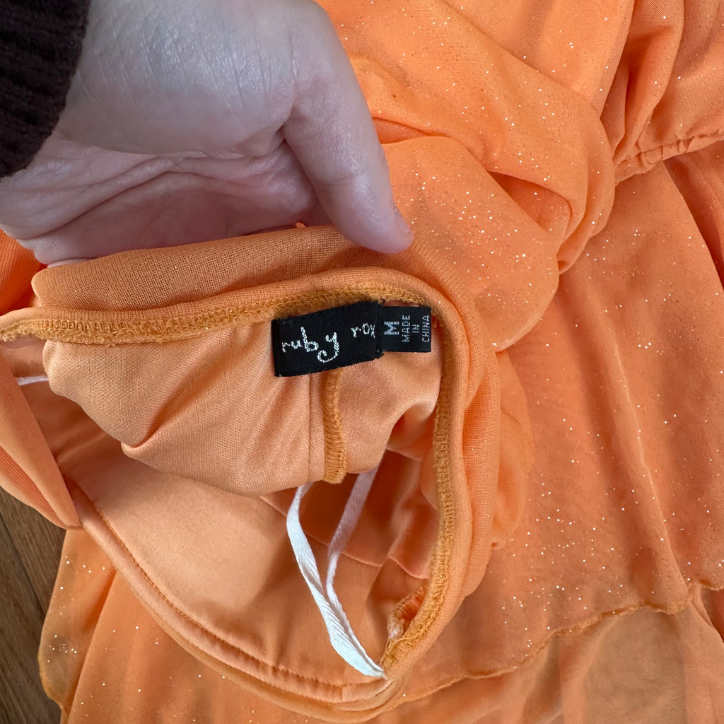 Vintage 2000s Shimmering Peach Halter Cocktail Dress