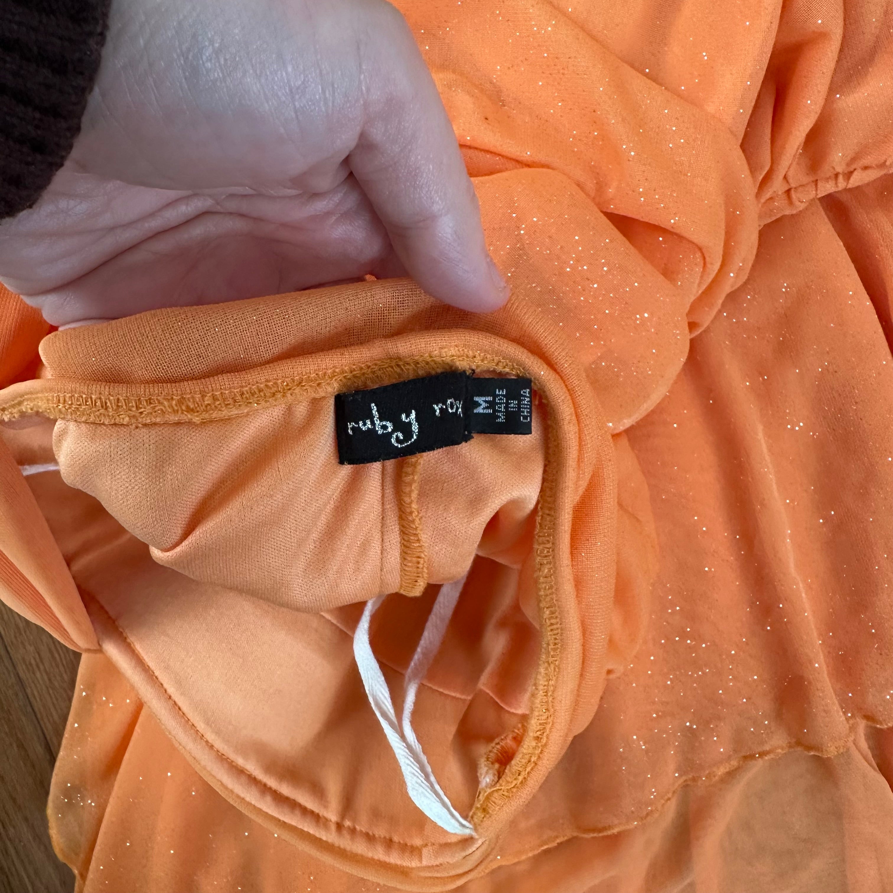 Vintage 2000s Shimmering Peach Halter Cocktail Dress