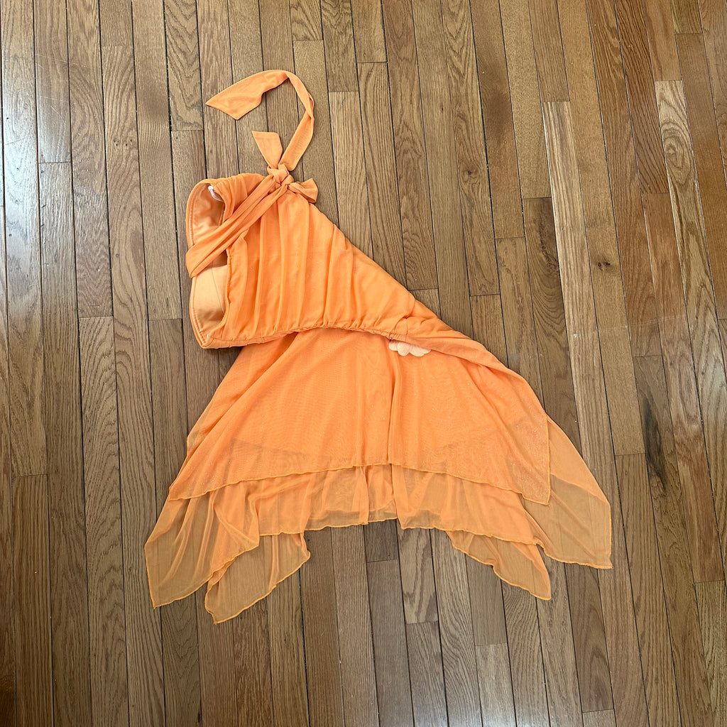 Vintage 2000s Shimmering Peach Halter Cocktail Dress