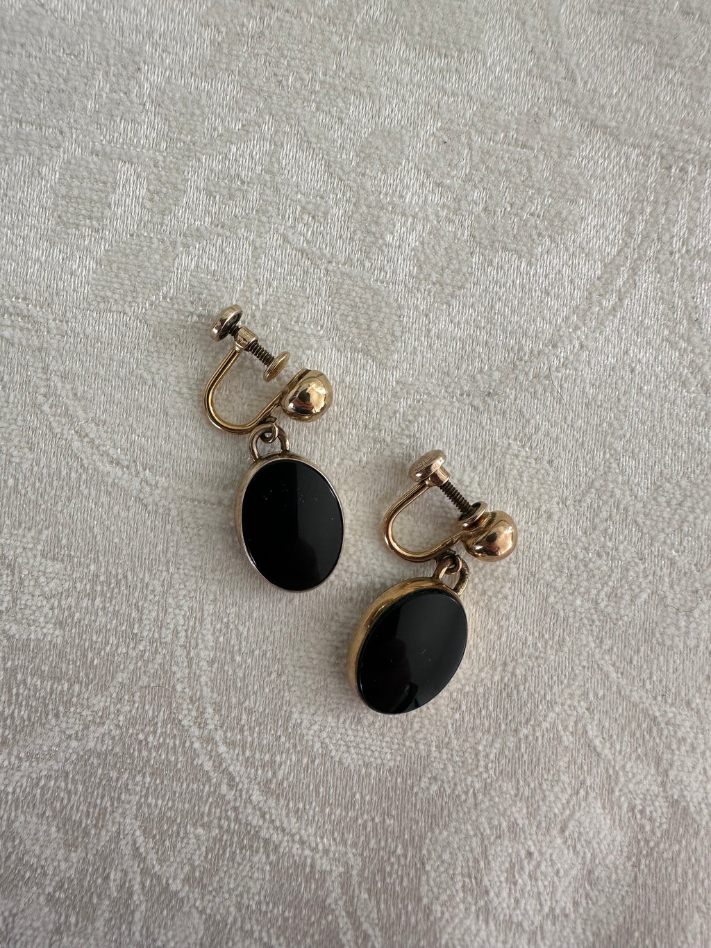 Vintage Gold Filled Black Onyx Screw-Back Earrings