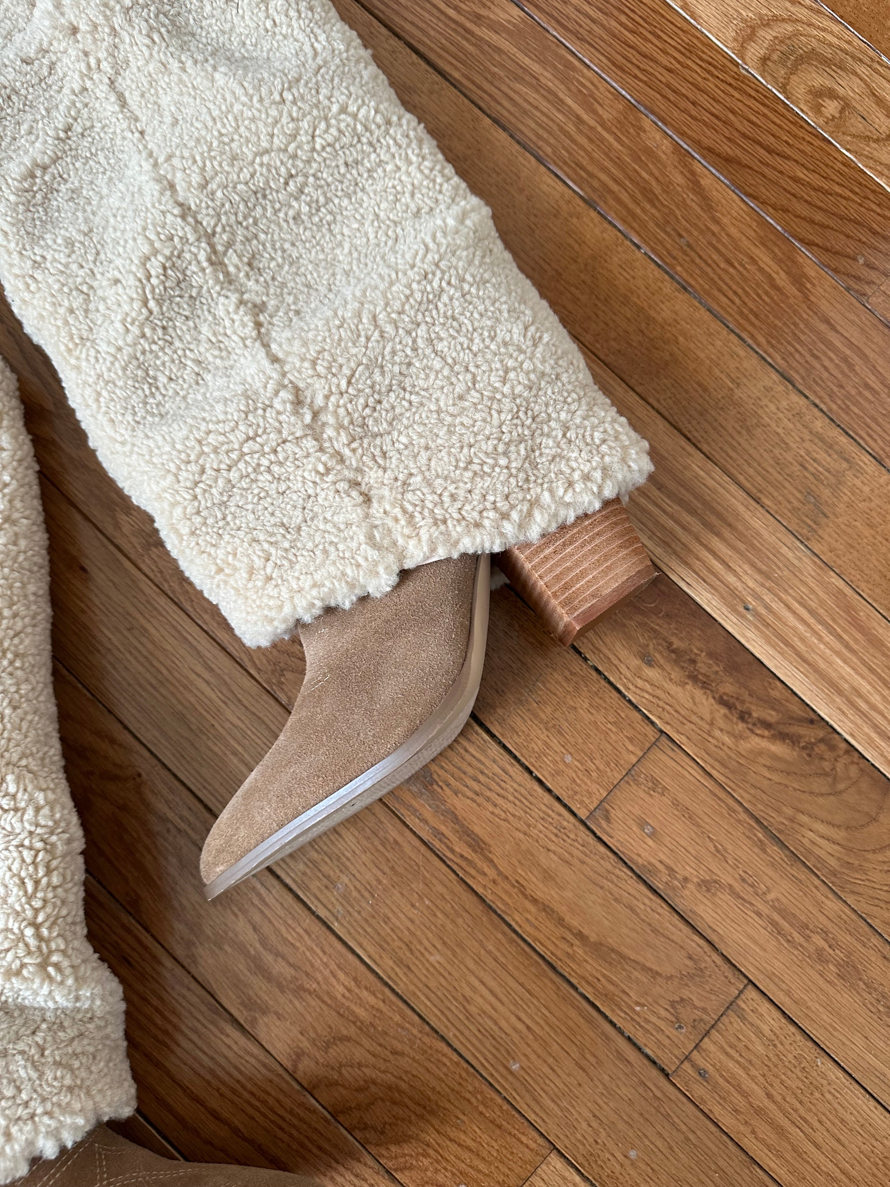 Steve Madden Unique Sherpa-Lined Suede Pointed Toe Boots