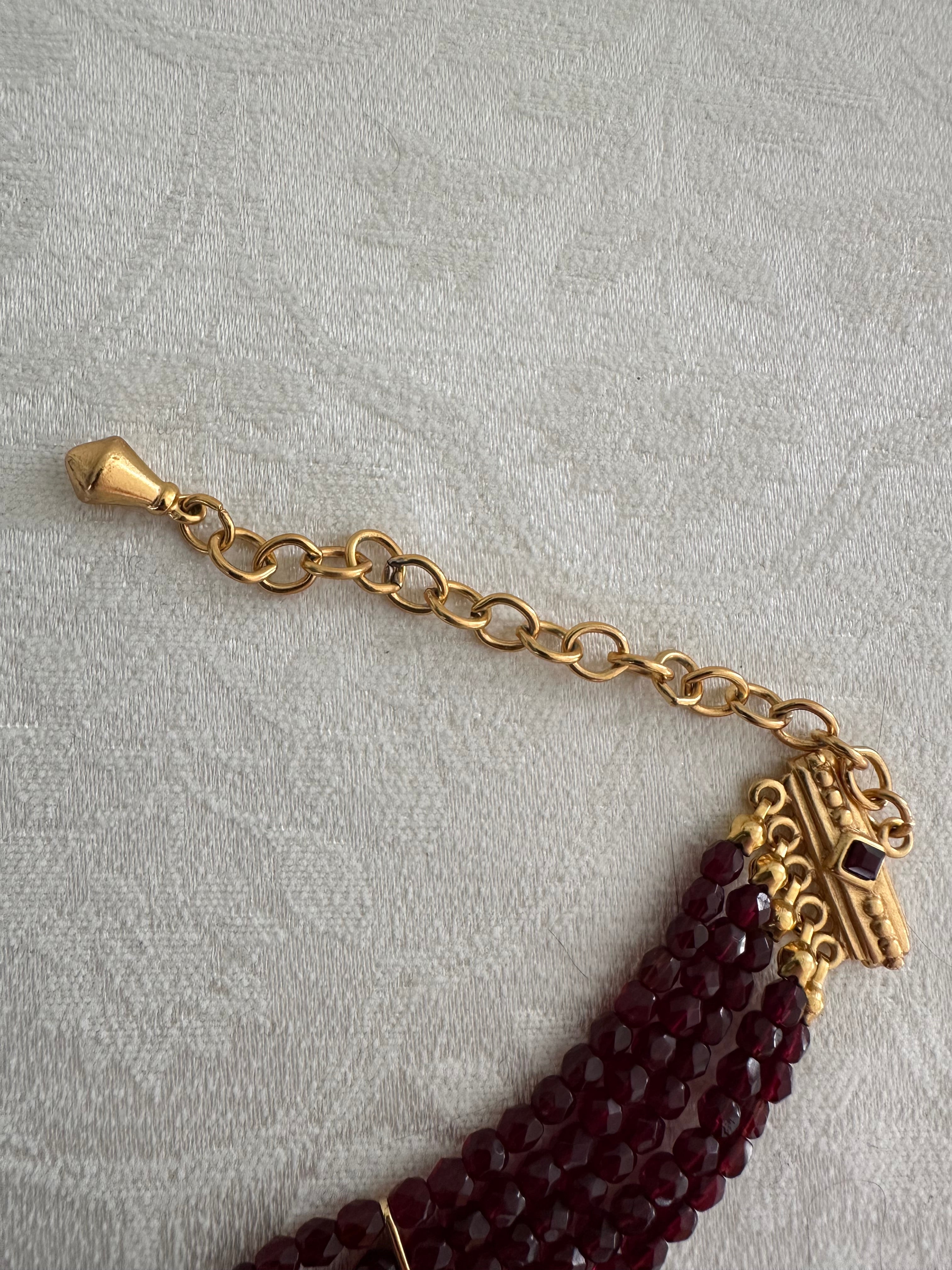 Vintage Victorian style Pearl & Garnet Bead Chocker Necklace