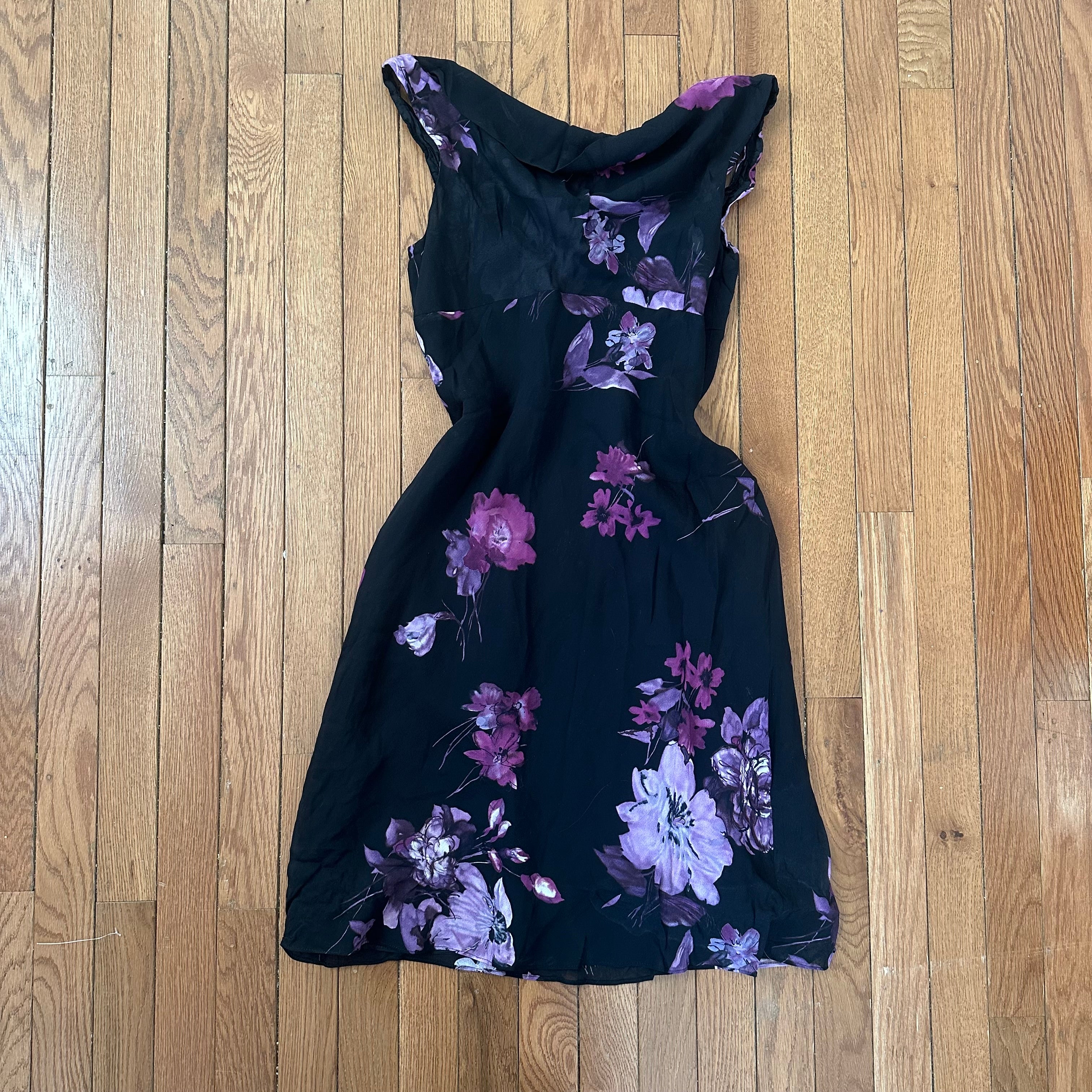 Vintage 2000s Midnight Purple Floral midi Dress