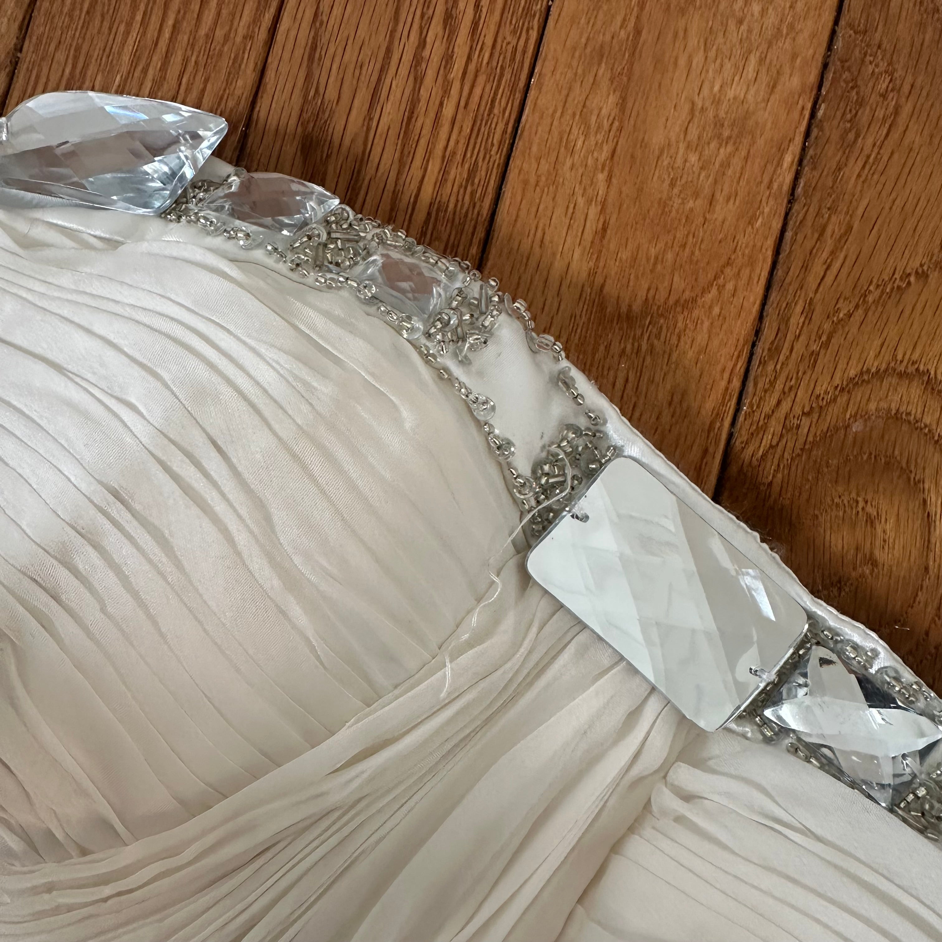 Vintage 2000s White Tulle Tiered Prom Dress