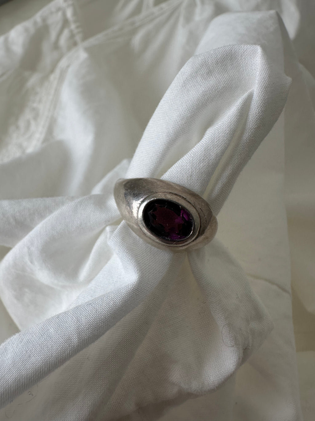 Vintage Sterling Oval Cut Amethyst Statement Ring