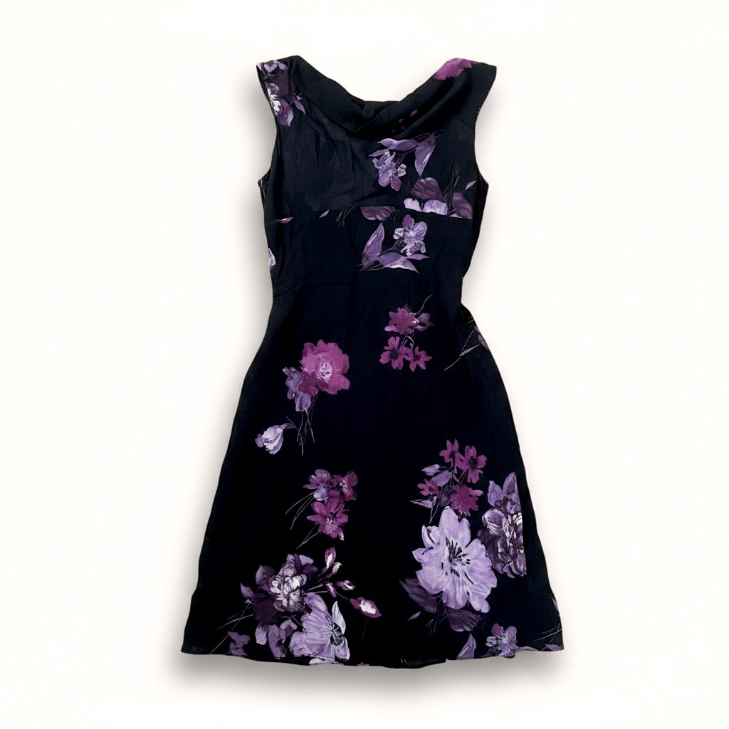 Vintage 2000s Midnight Purple Floral midi Dress