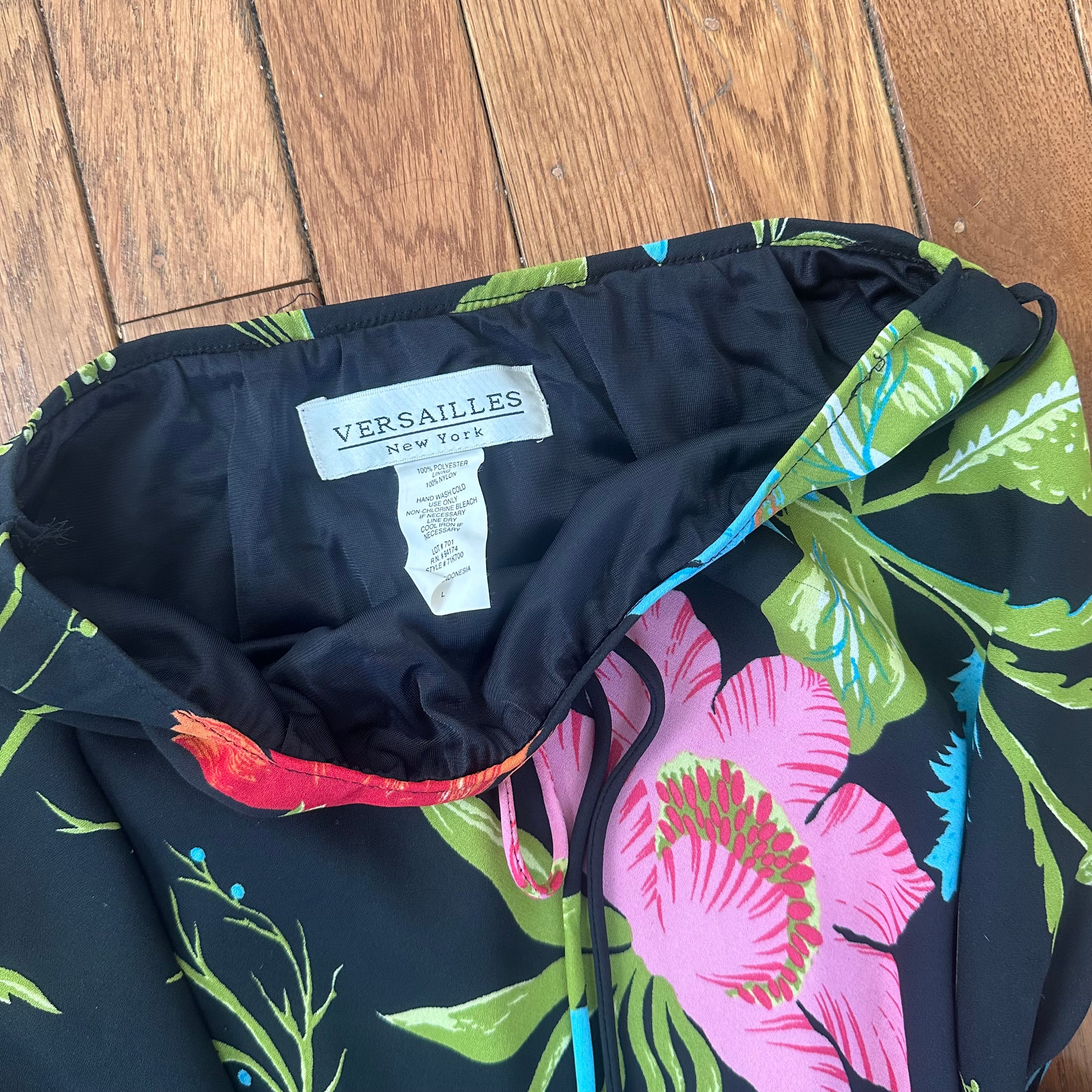 Vintage 2000s Tropical Floral Drawstring Skirt