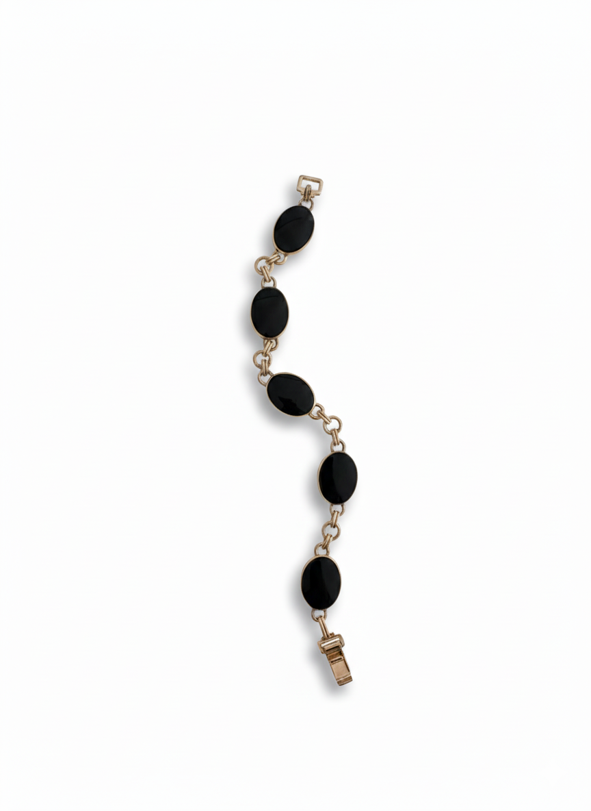 Vintage Gold Filled Noir Station Link Bracelet