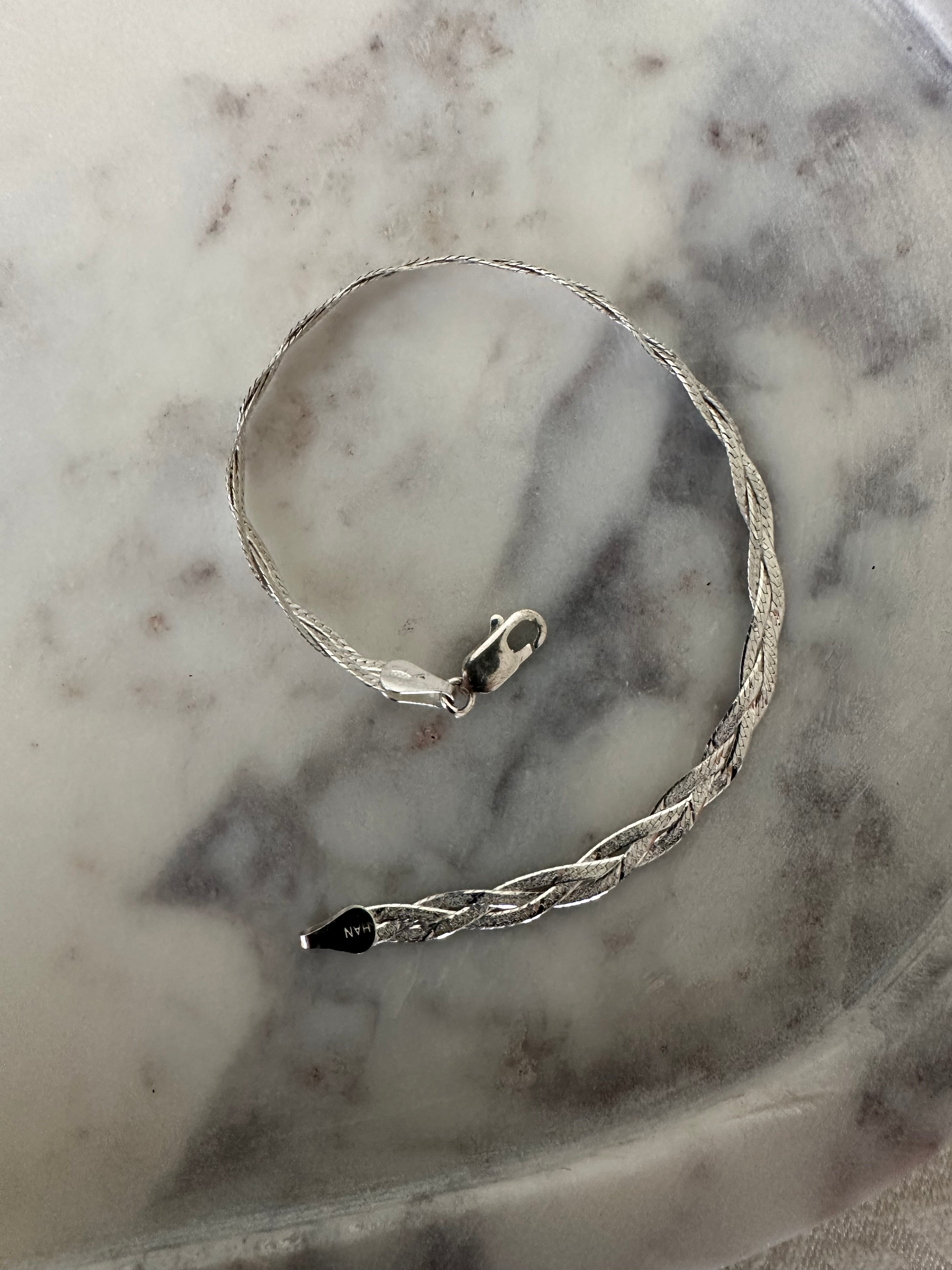 Sterling Silver Braided Herringbone Bracelet
