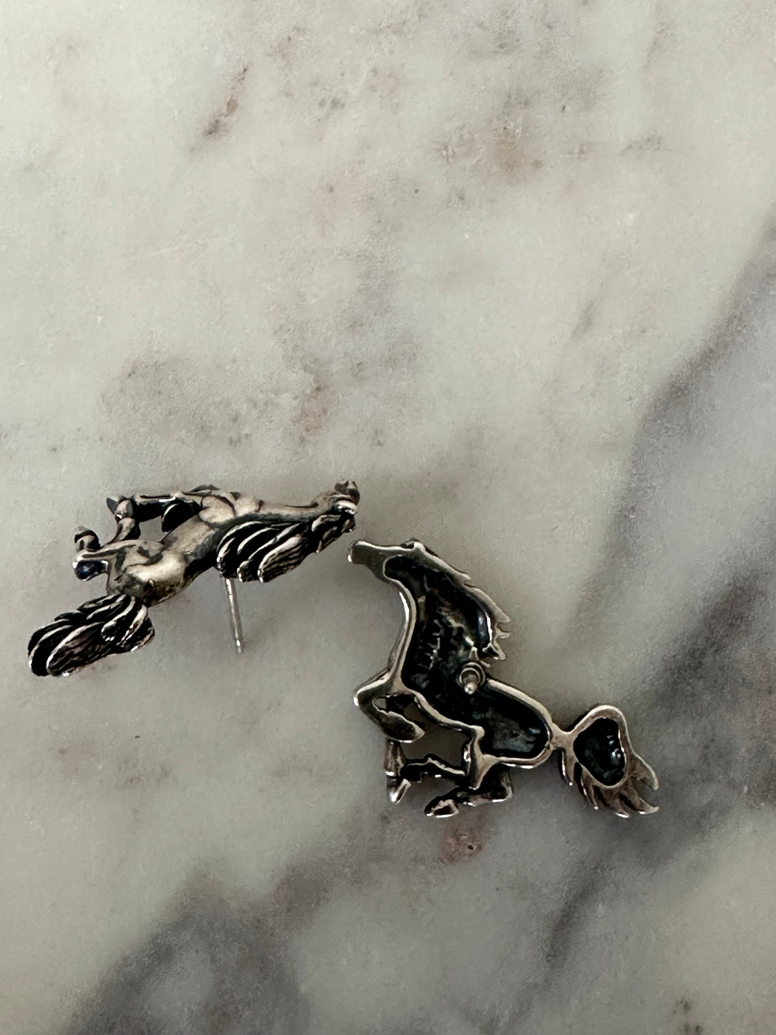 Vintage Sterling Galloping Horse Stud earrings