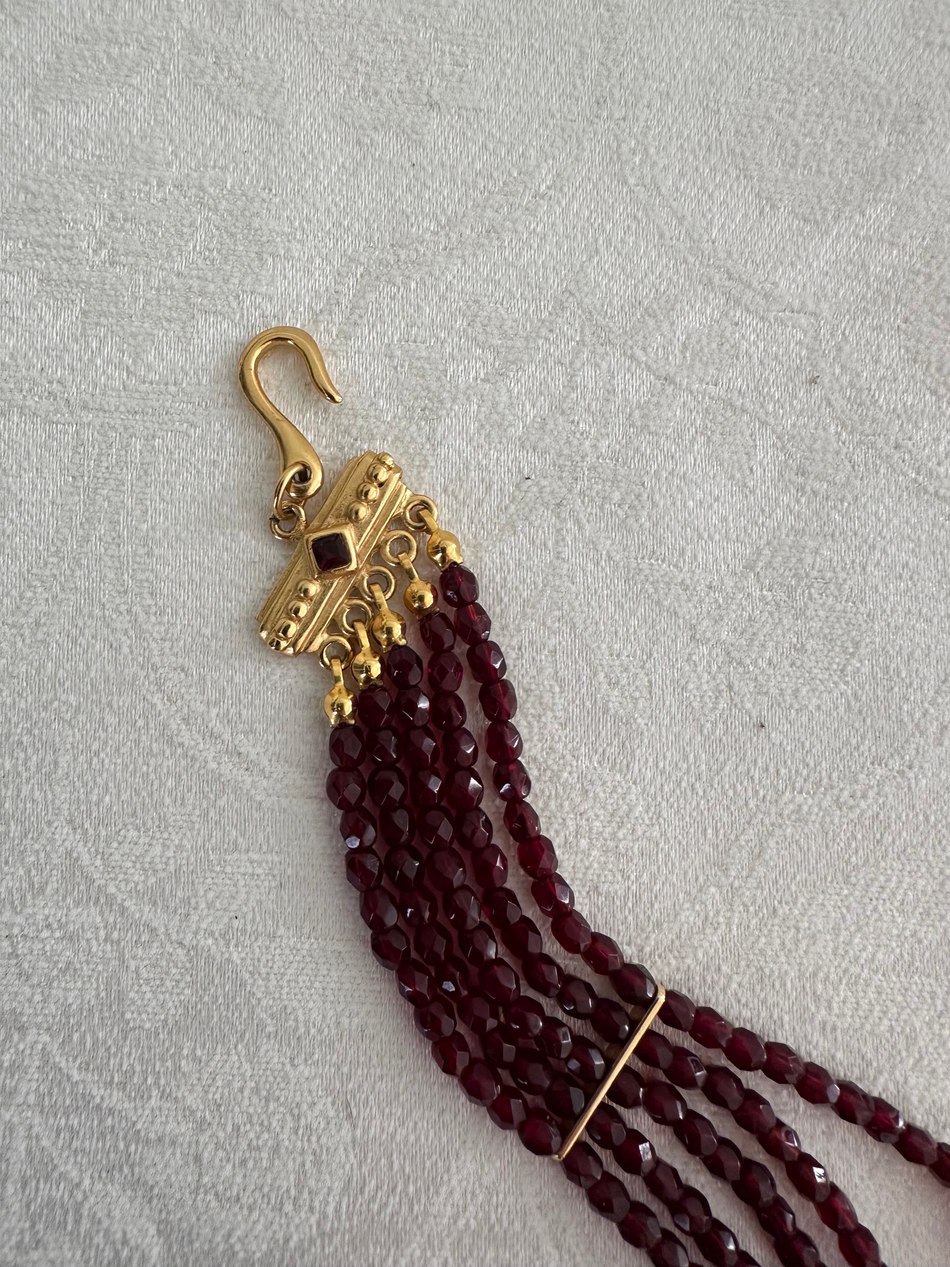 Vintage Victorian style Pearl & Garnet Bead Chocker Necklace