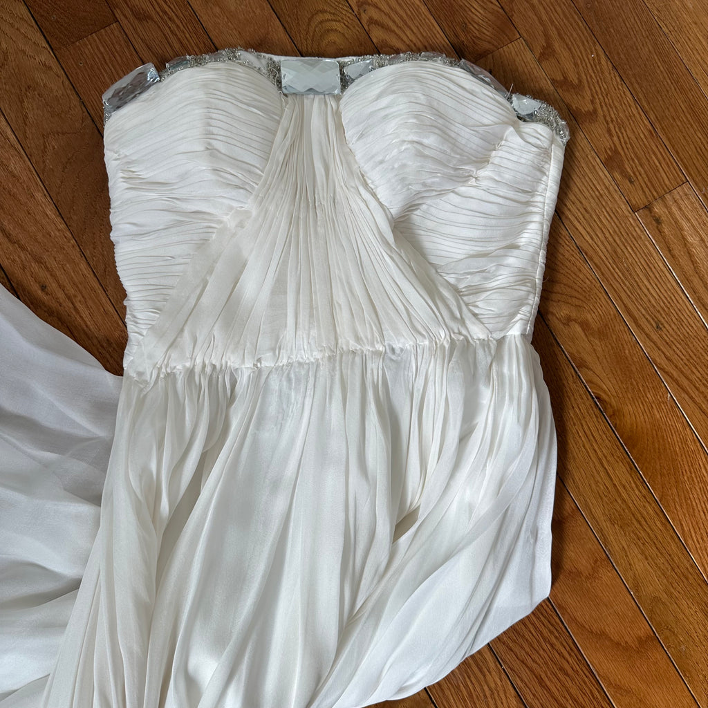 Vintage 2000s White Tulle Tiered Prom Dress