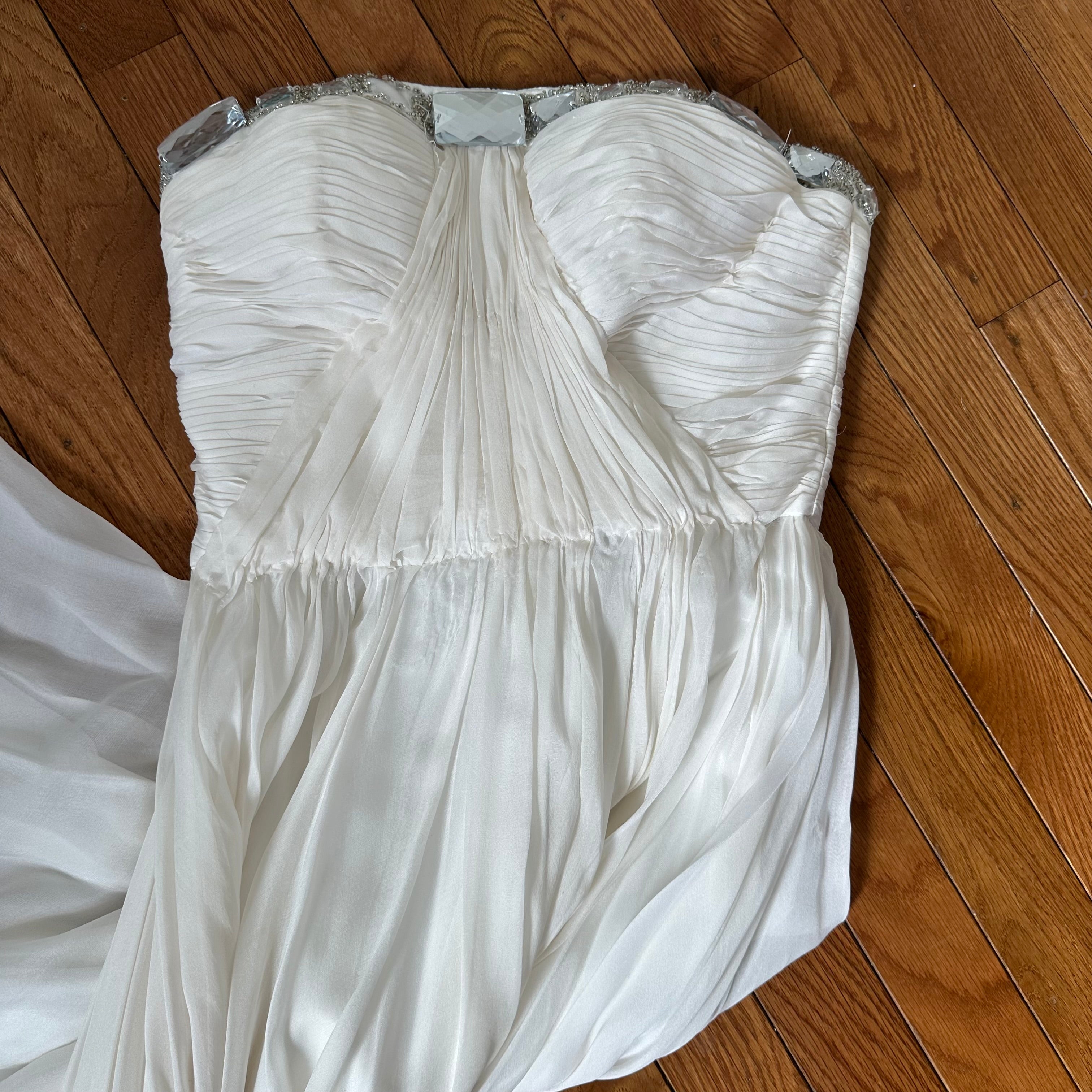 Vintage 2000s White Tulle Tiered Prom Dress