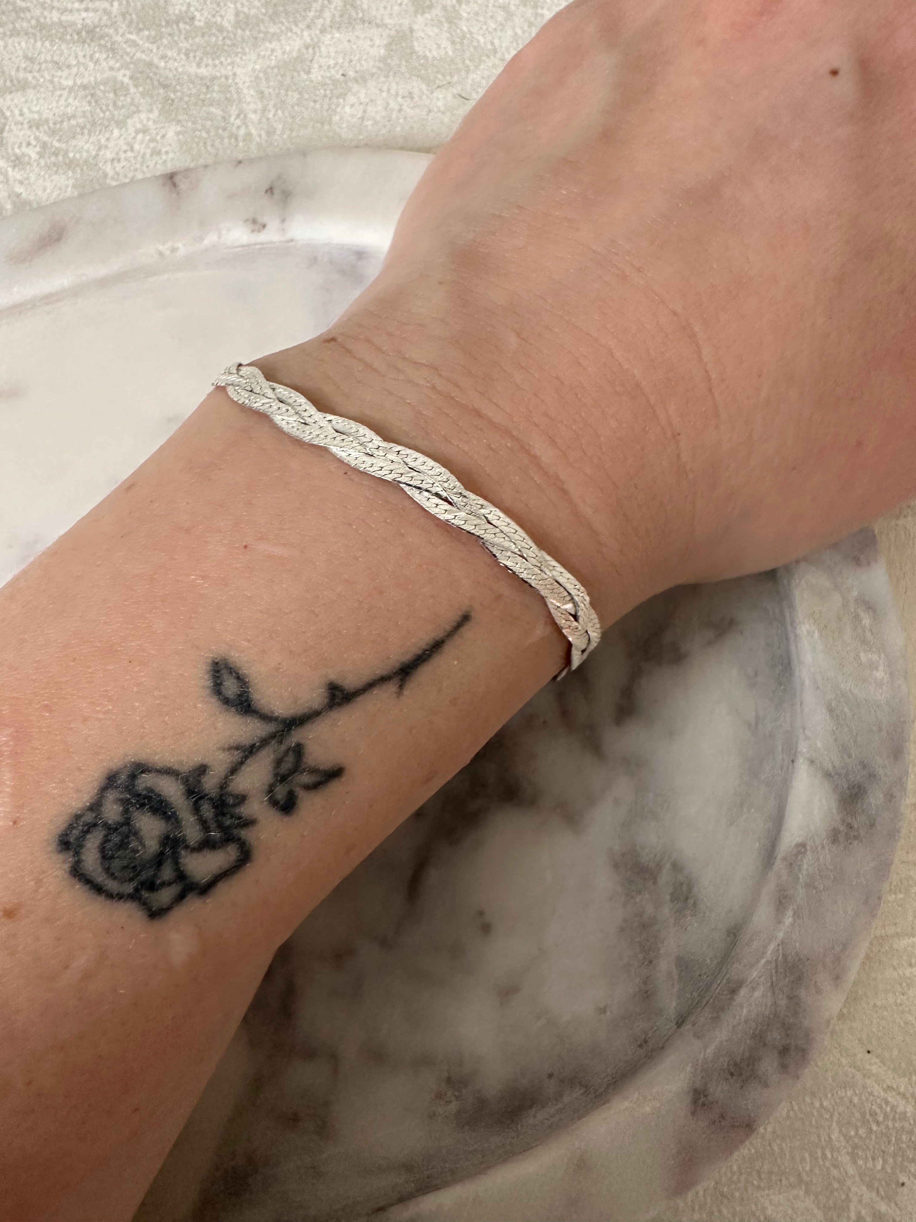 Sterling Silver Braided Herringbone Bracelet