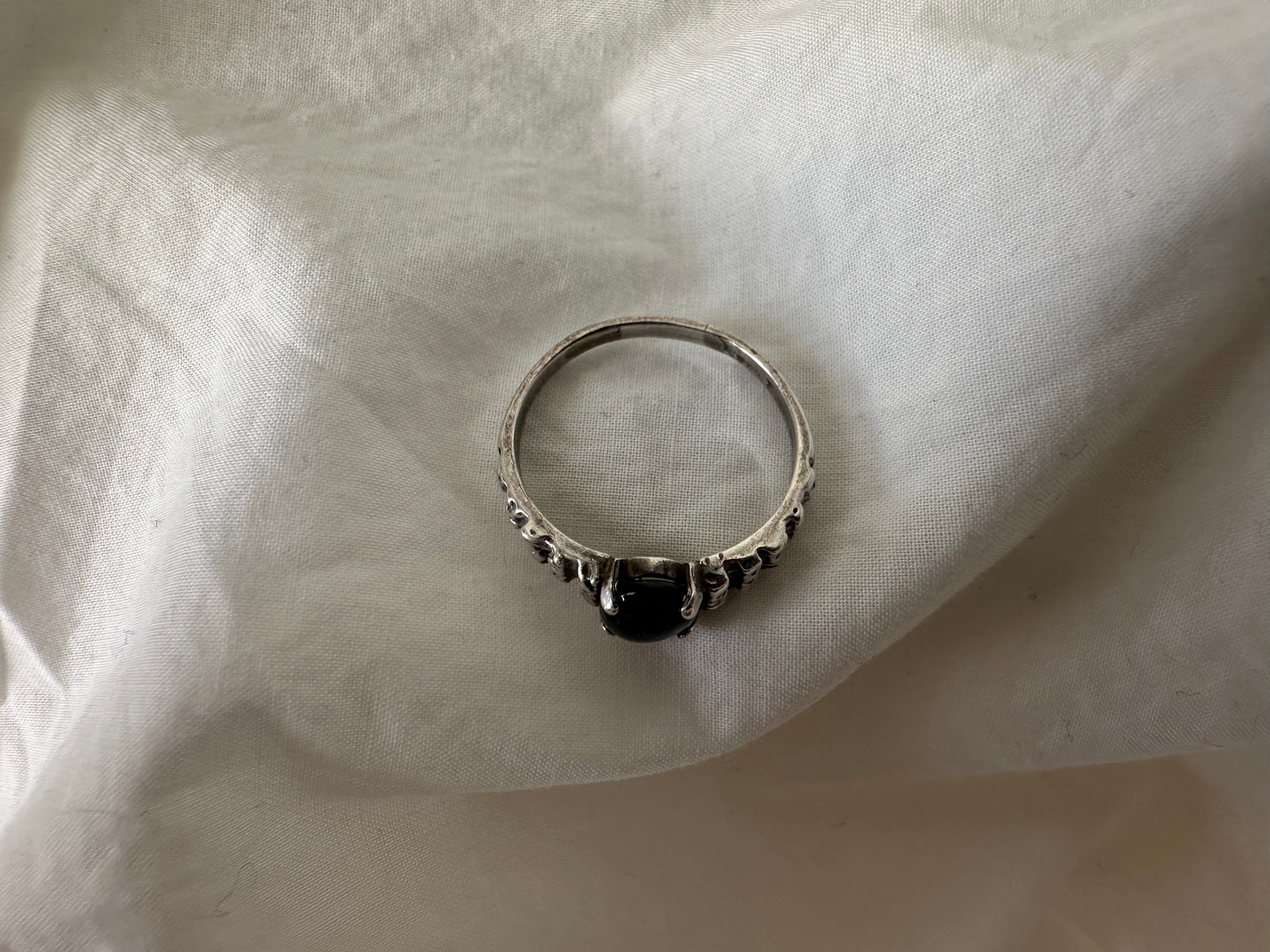 Vintage Sterling Brutalist Textured Kyanite Statement Ring