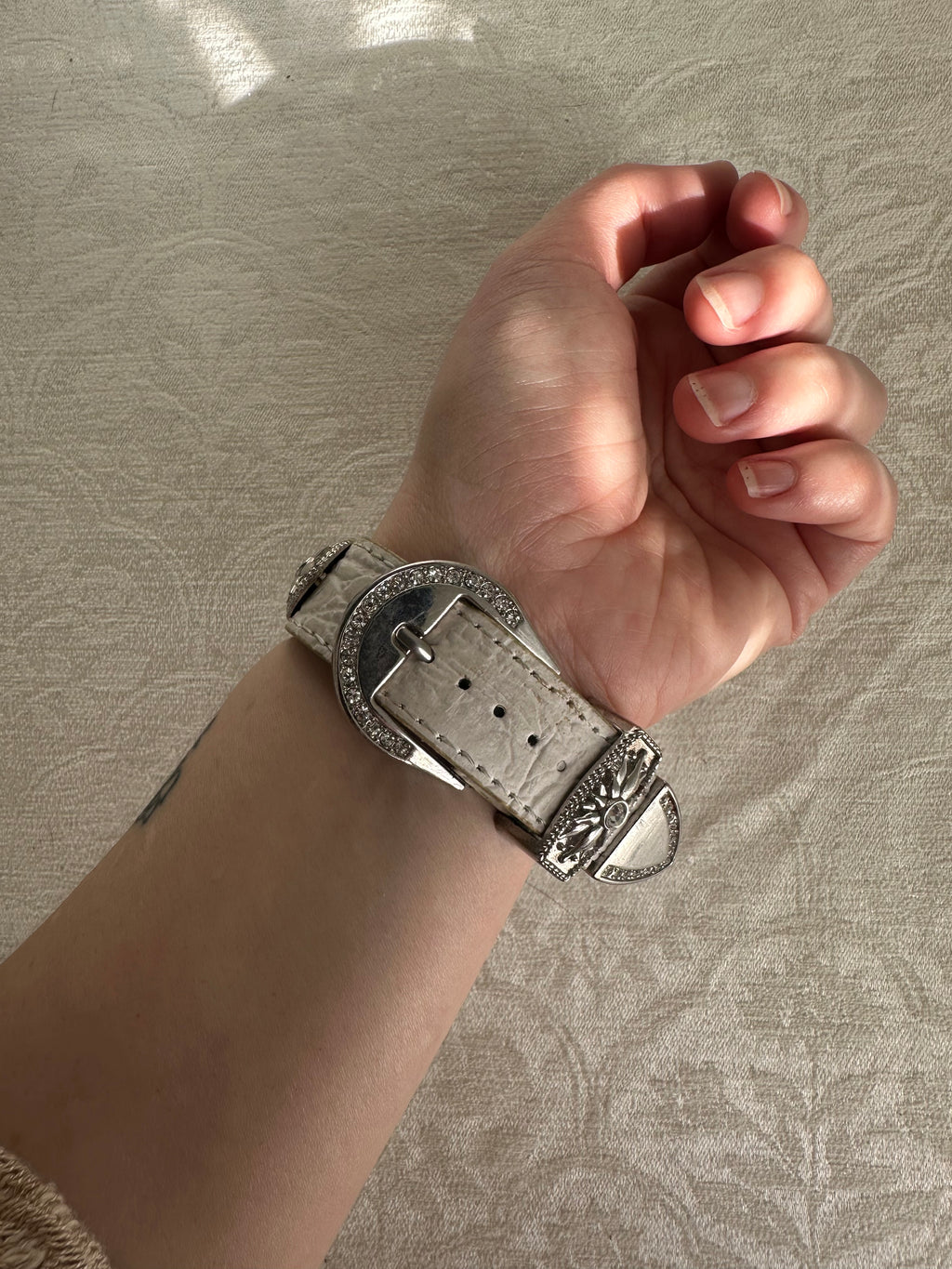 Art Deco Silver Crystal-Encrusted Oval Face Statement Watch