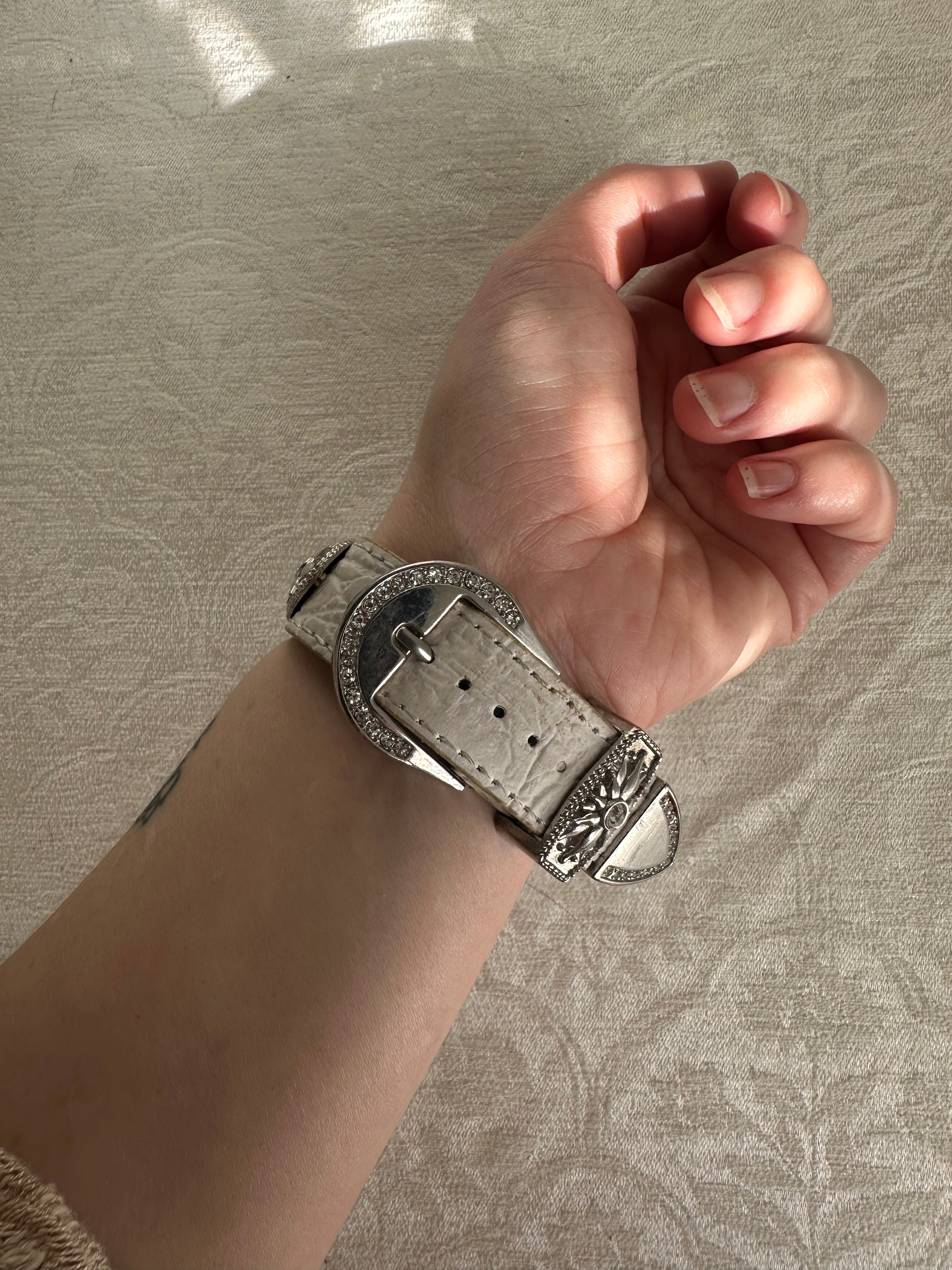 Art Deco Silver Crystal-Encrusted Oval Face Statement Watch