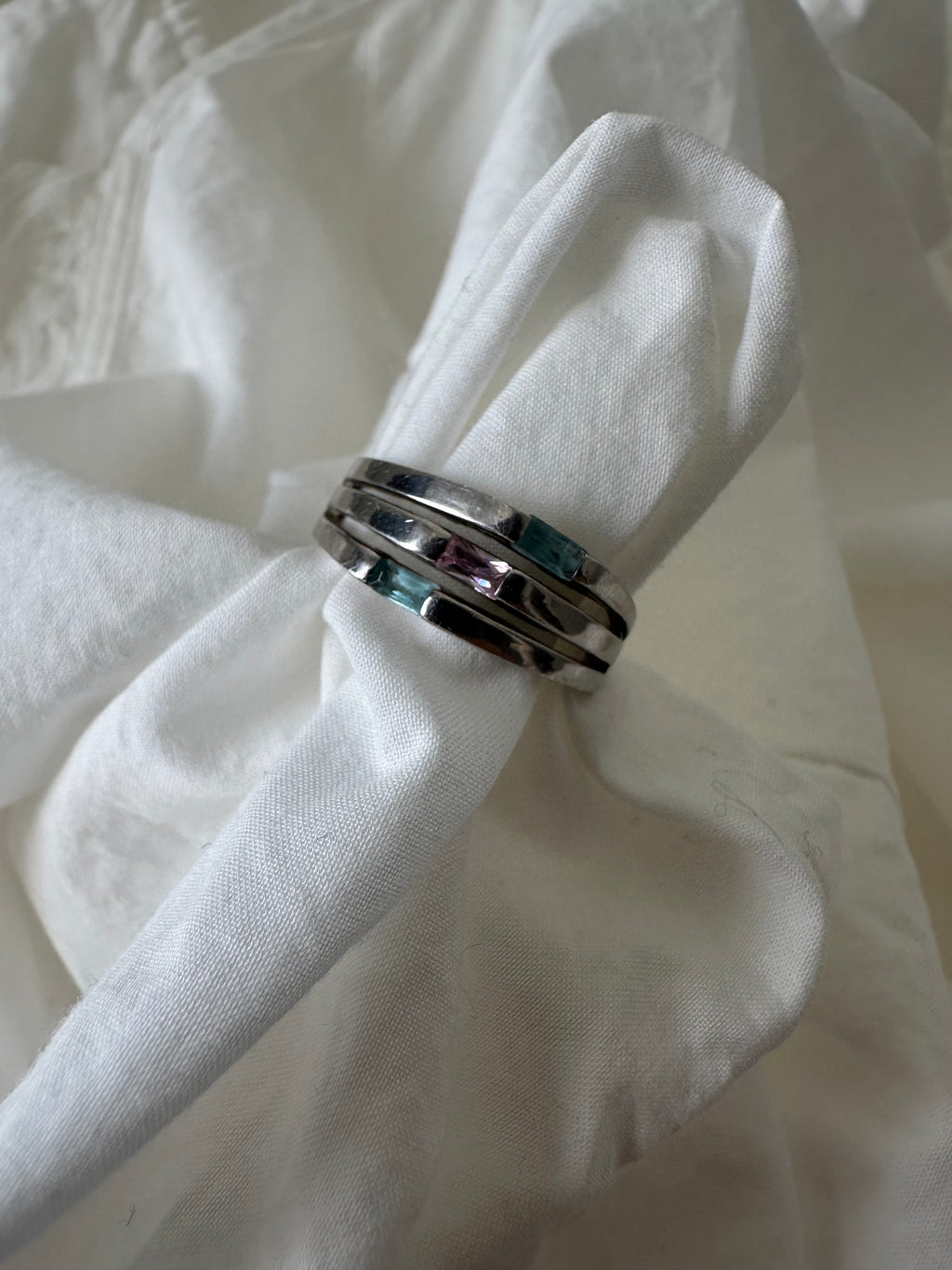 Vintage Sterling Multi-StoneTriple-Band Ring