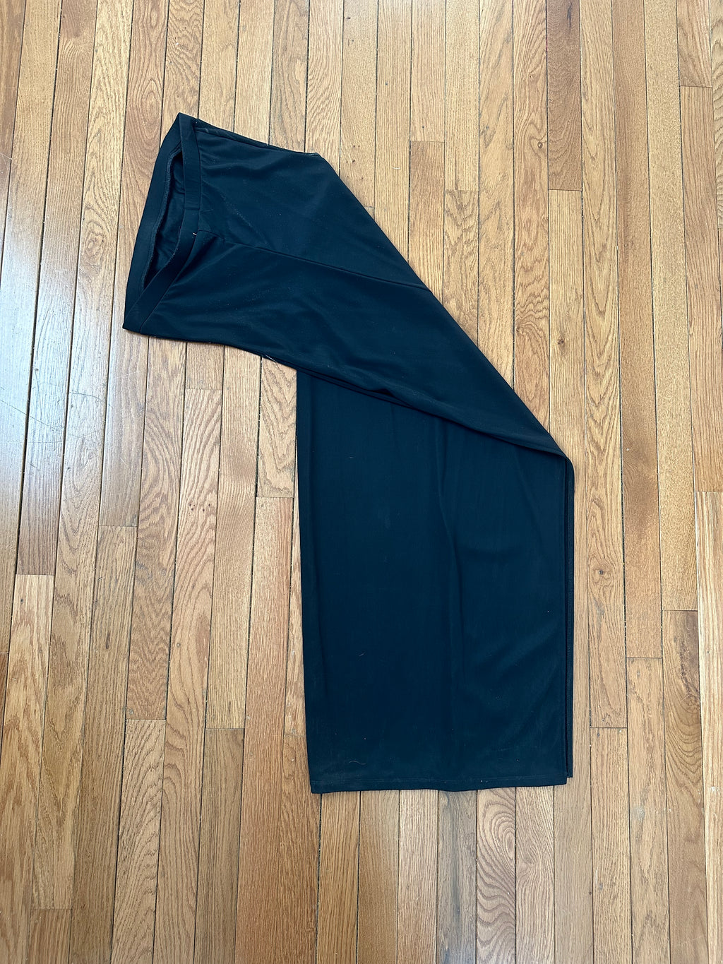 Midnight Black Strapless Column Gown with Delicate Vine Embroidery