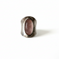 Vintage Sterling Rose Quartz Statement Ring (Adjustable Band)