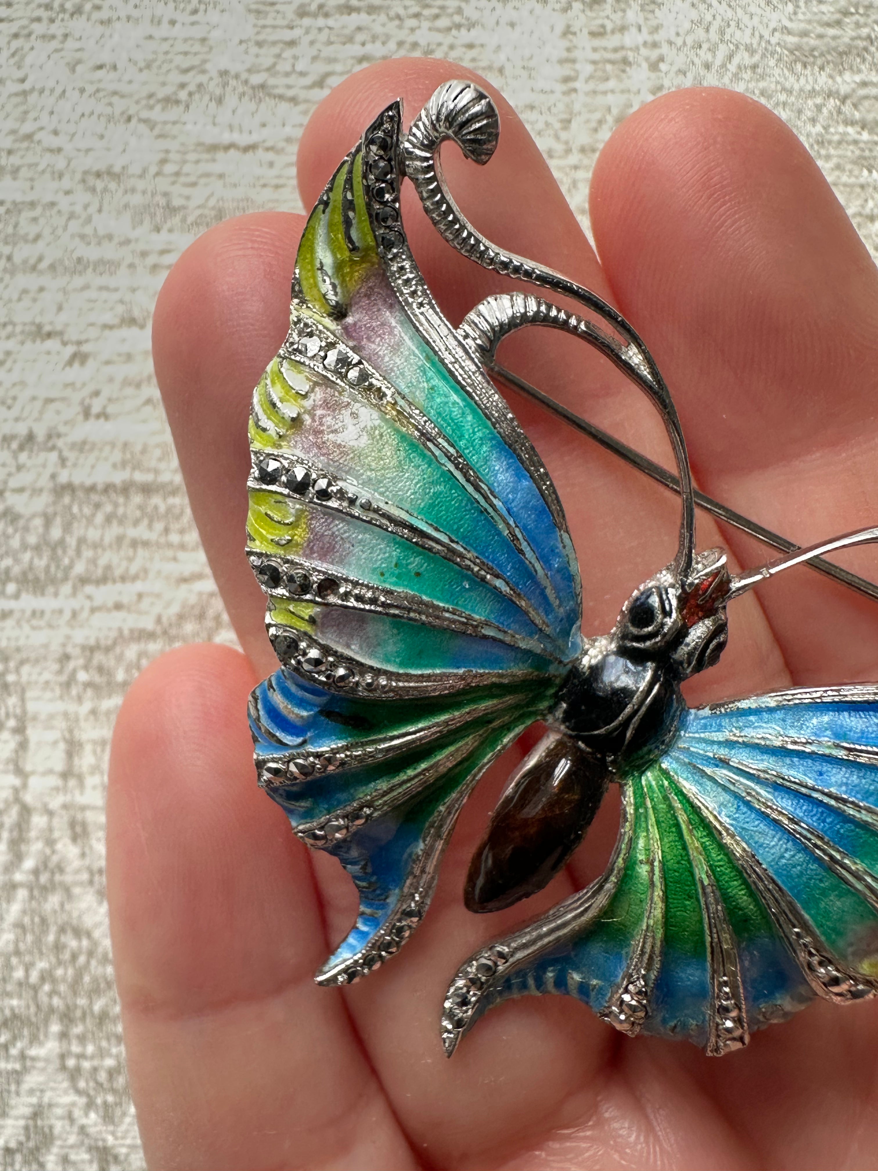 Vintage Enamel Butterfly Brooch