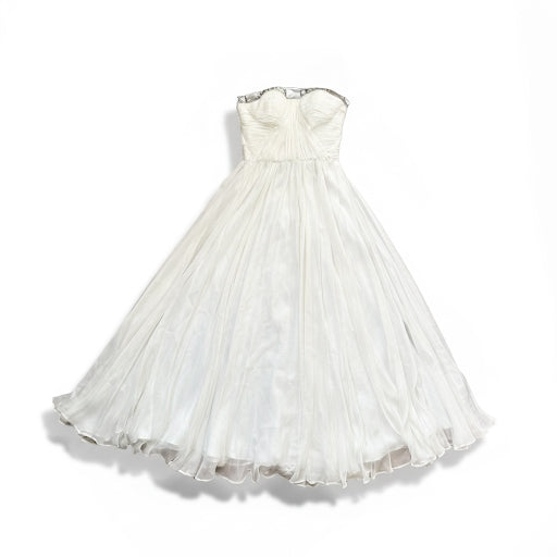 Vintage 2000s White Tulle Tiered Prom Dress
