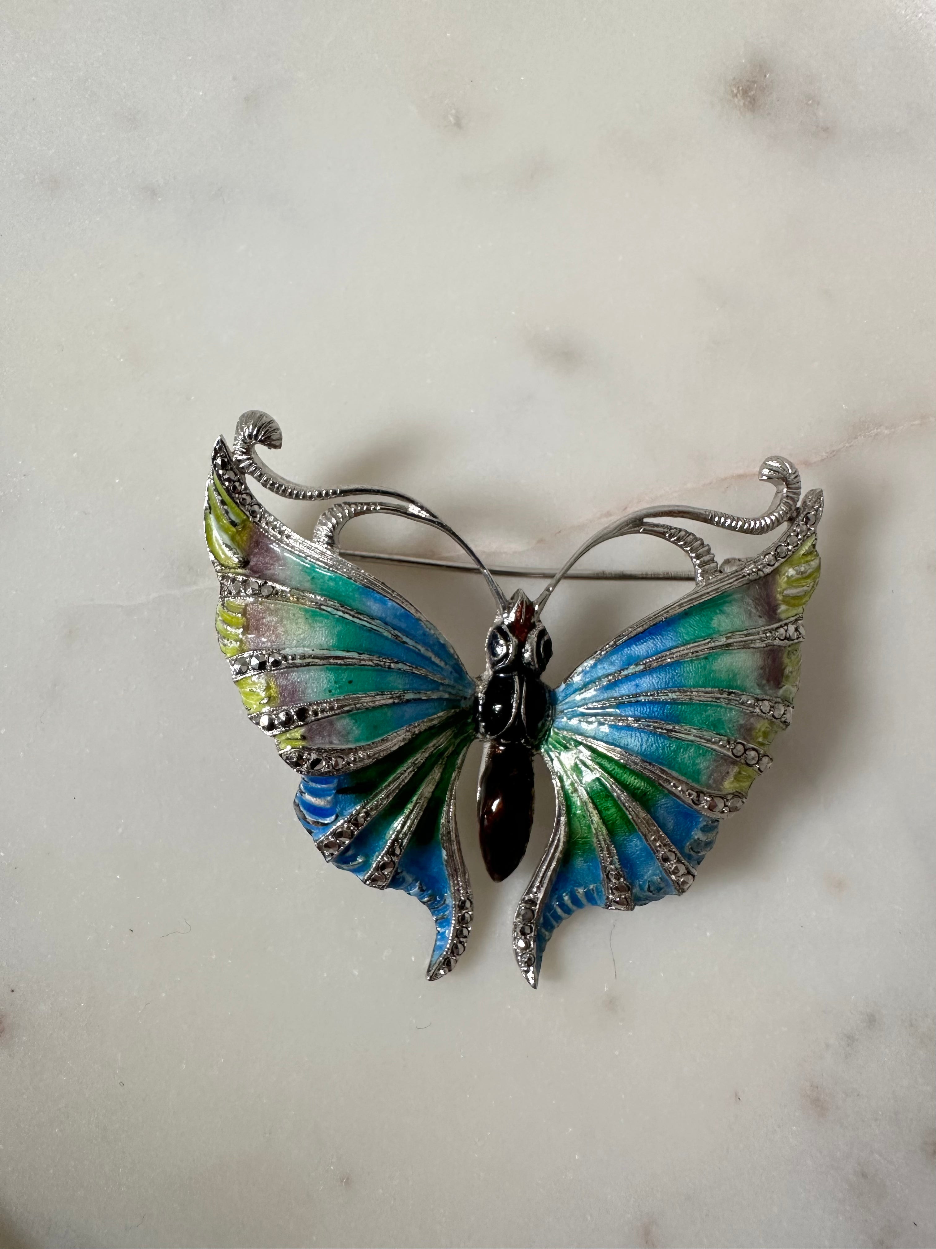 Vintage Enamel Butterfly Brooch