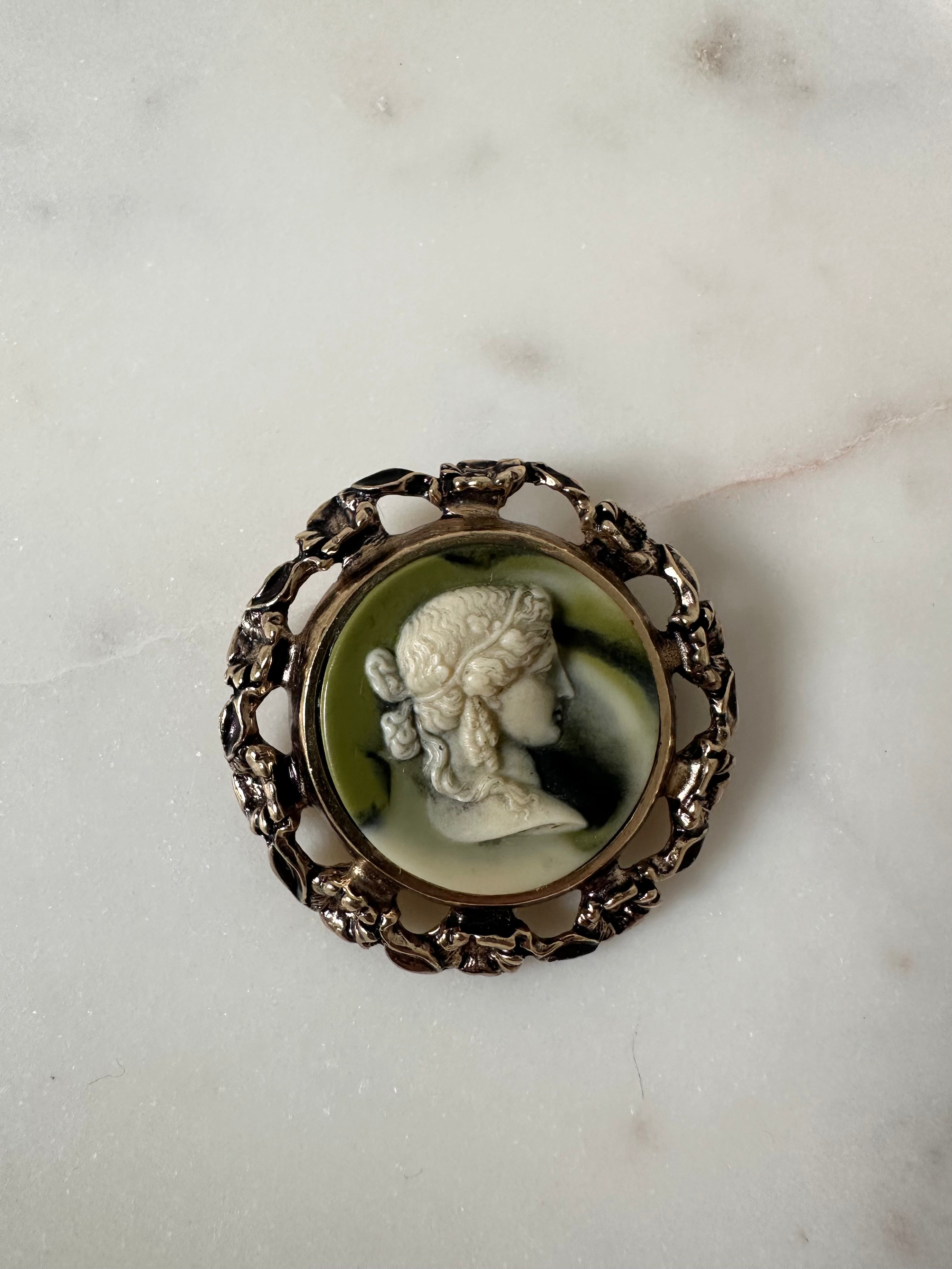 Vintage Maiden Cameo Brooch